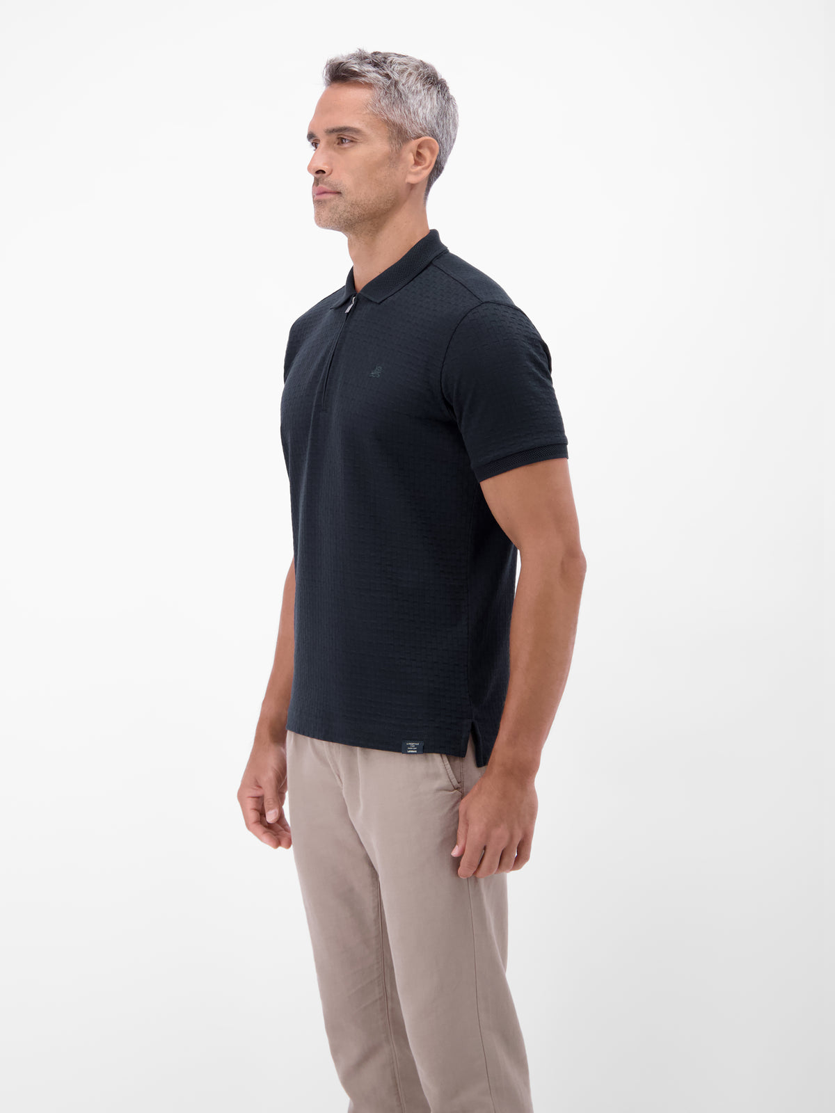 Poloshirt mit Reißverschlusskragen in Strukturqualität - Polo Shirt Kurzarm