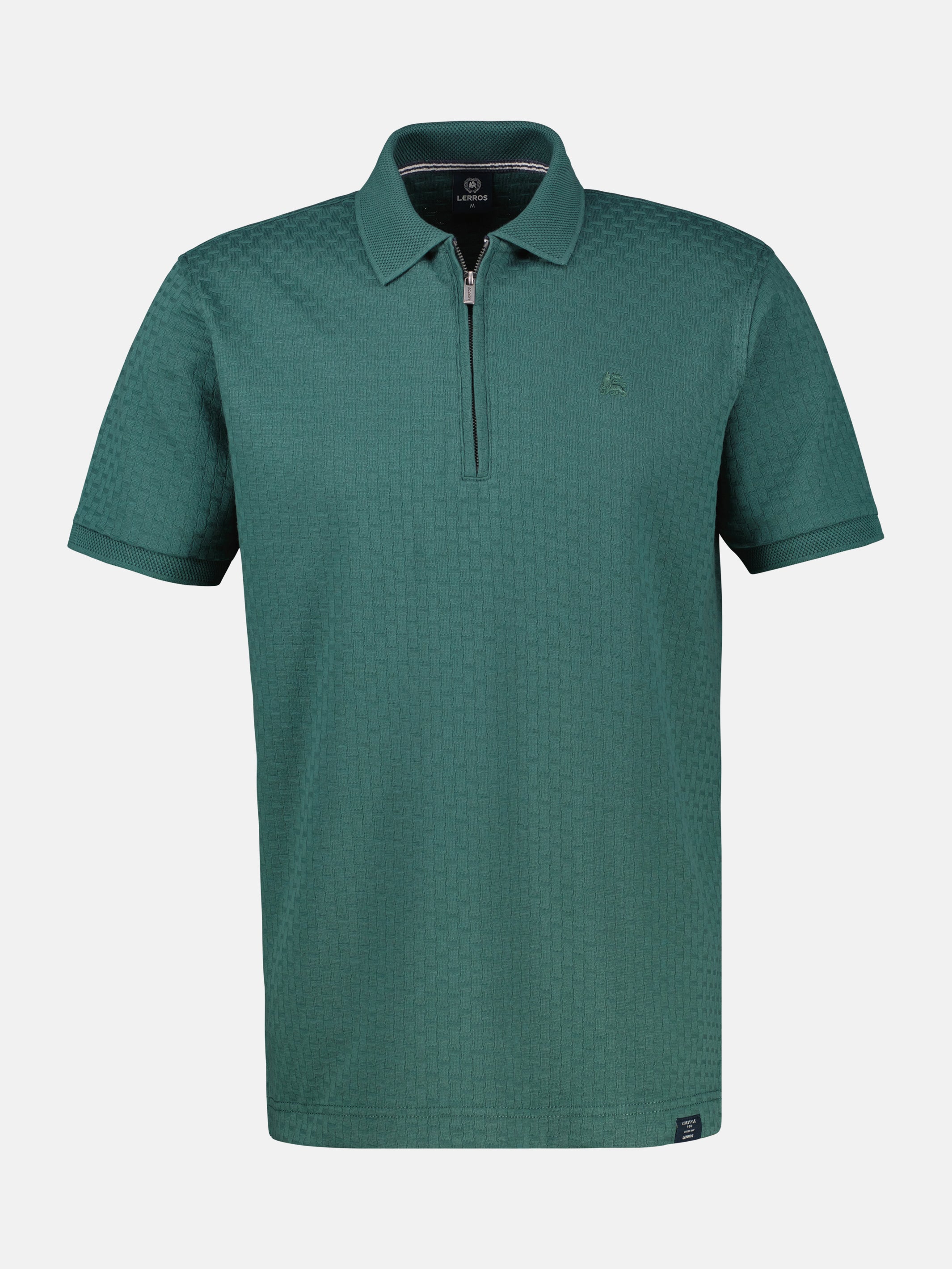 Poloshirt mit Reißverschlusskragen in Strukturqualität - Polo Shirt Kurzarm