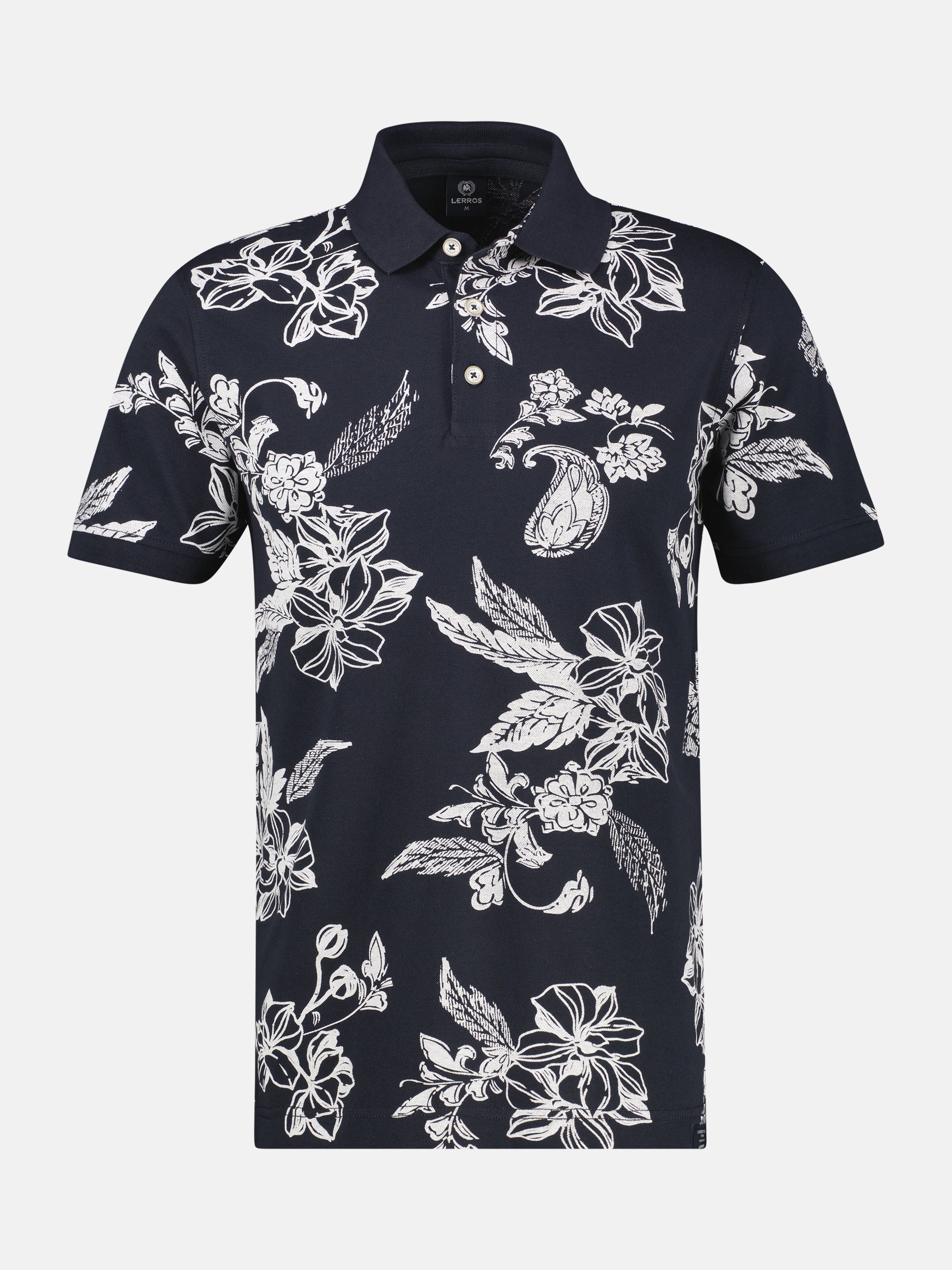 Poloshirt mit floralem All-over-Print, grosse Größen - Polo Shirt Kurzarm