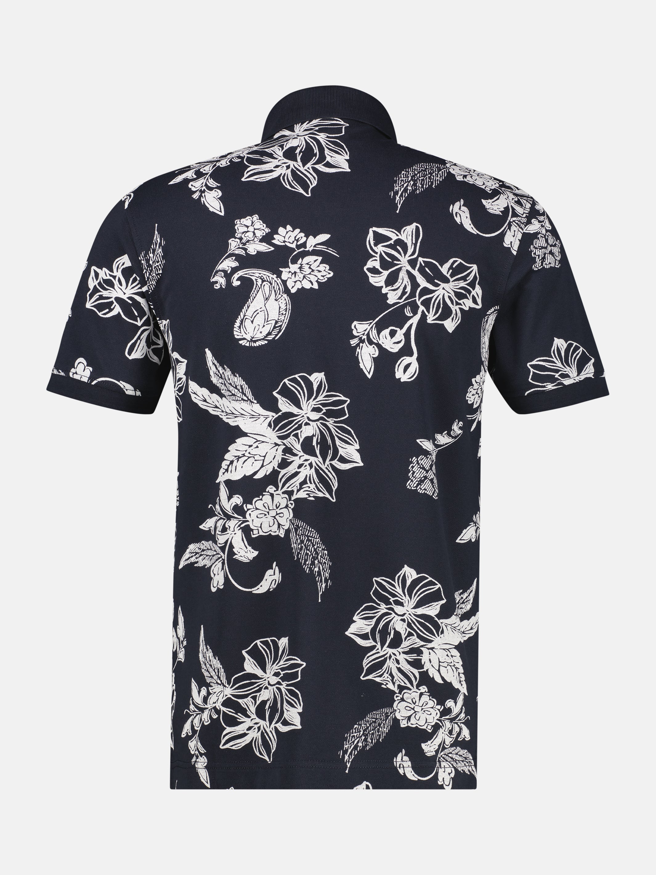Poloshirt mit floralem All-over-Print, 100 % Baumwolle - Polo Shirt Kurzarm