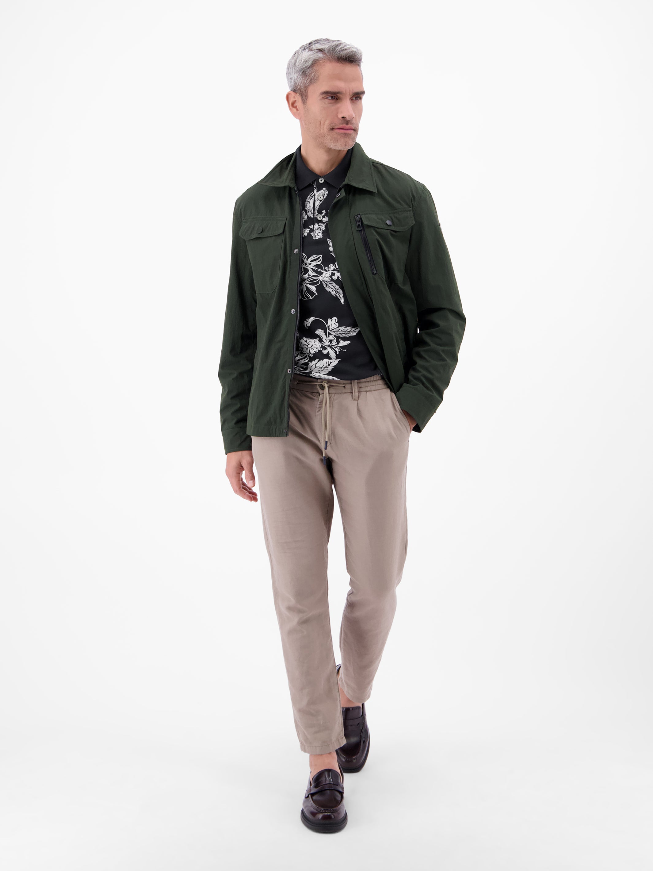 Poloshirt mit floralem All-over-Print, 100 % Baumwolle - Polo Shirt Kurzarm