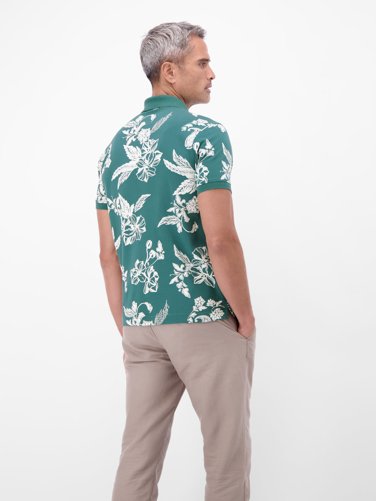 Poloshirt mit floralem All-over-Print, 100 % Baumwolle - Polo Shirt Kurzarm