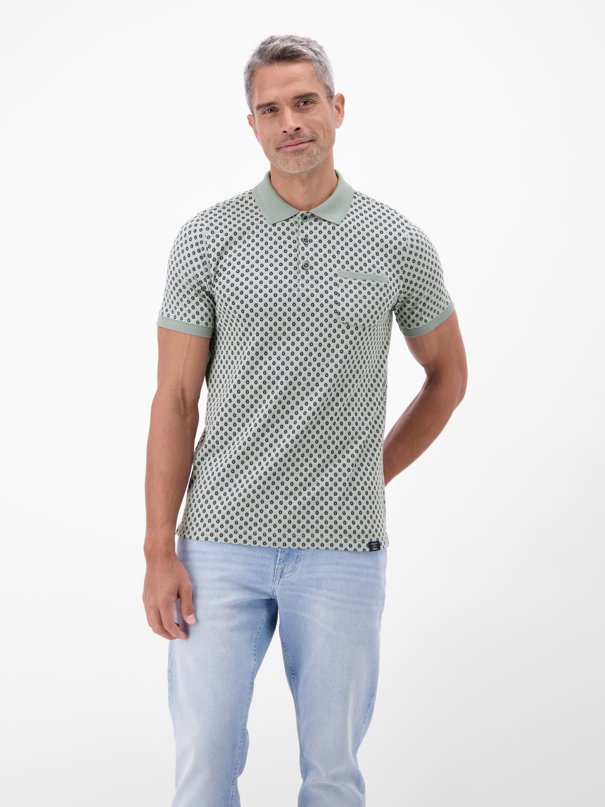Poloshirt in 2-Tone-Optik und All-over-Print - Polo Shirt Kurzarm