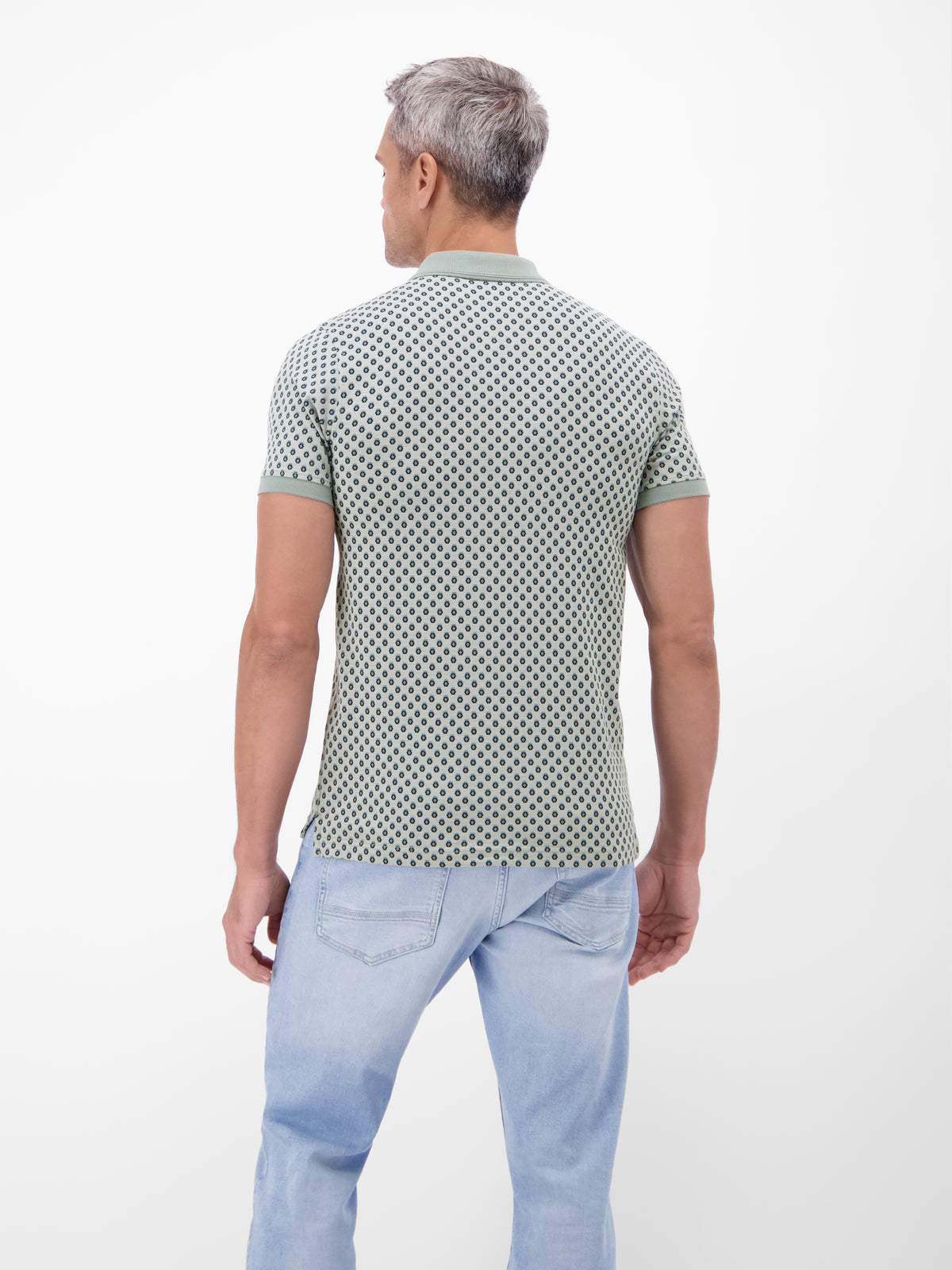Poloshirt in 2-Tone-Optik und All-over-Print - Polo Shirt Kurzarm