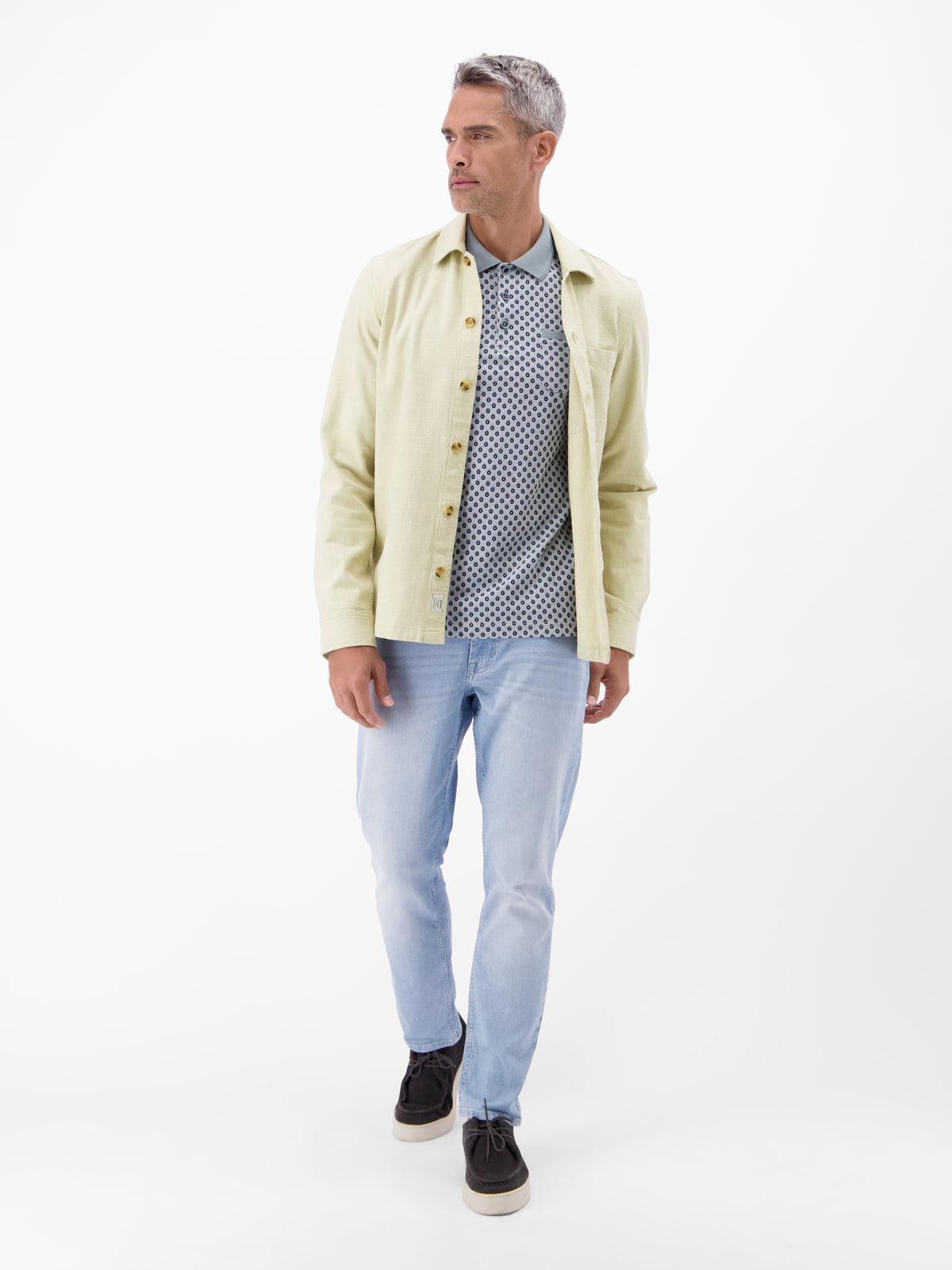 Poloshirt in 2-Tone-Optik und All-over-Print - Polo Shirt Kurzarm