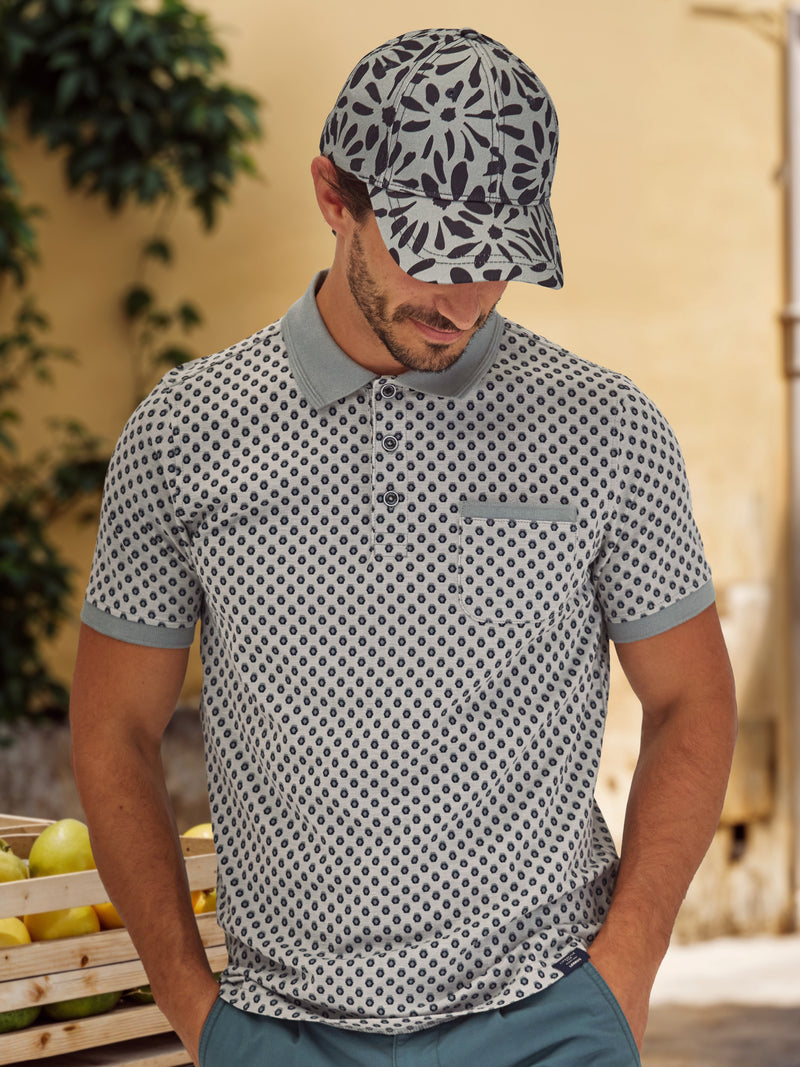 Poloshirt in 2-Tone-Optik und All-over-Print - Polo Shirt Kurzarm