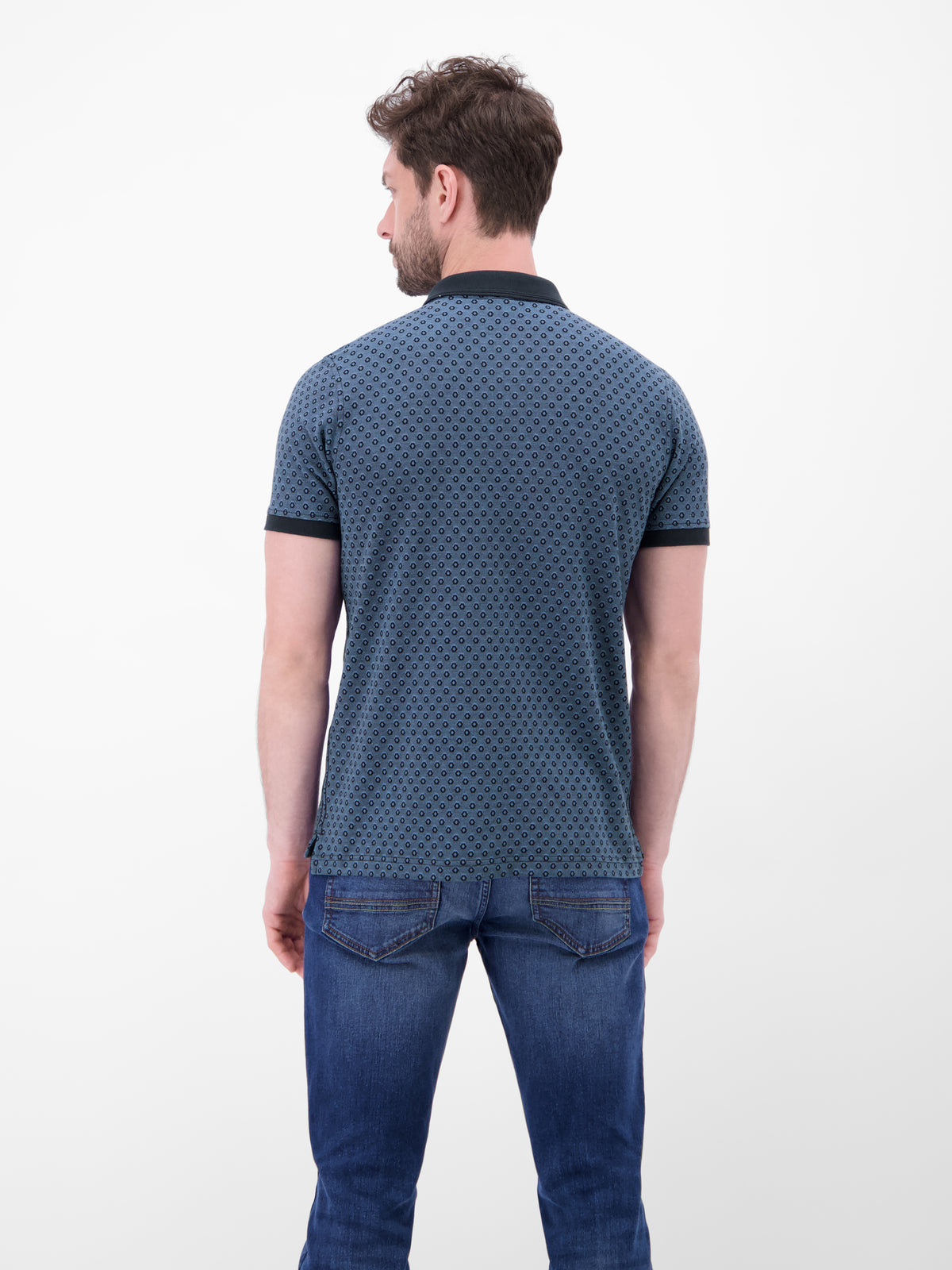 Poloshirt in 2-Tone-Optik und All-over-Print - Polo Shirt Kurzarm