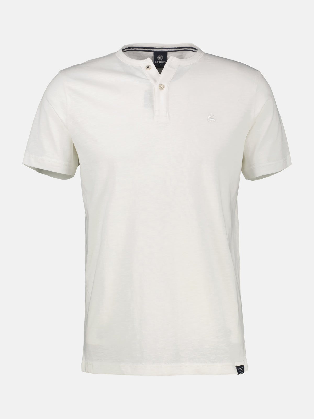 Serafino Shirt mit Rundhalsausschnitt und Knopfleiste - T-Shirt Rundhals
