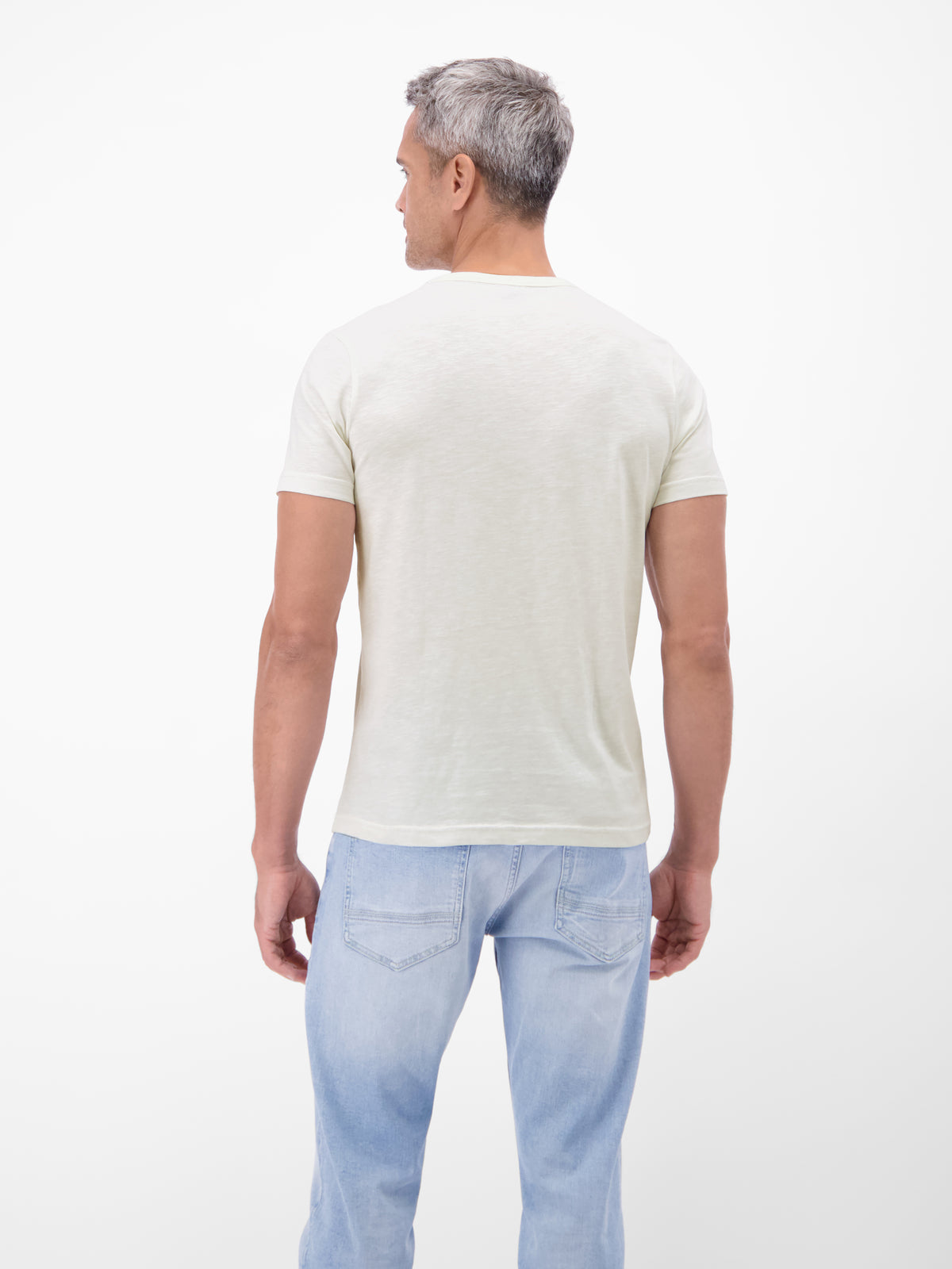 Serafino Shirt mit Rundhalsausschnitt und Knopfleiste - T-Shirt Rundhals