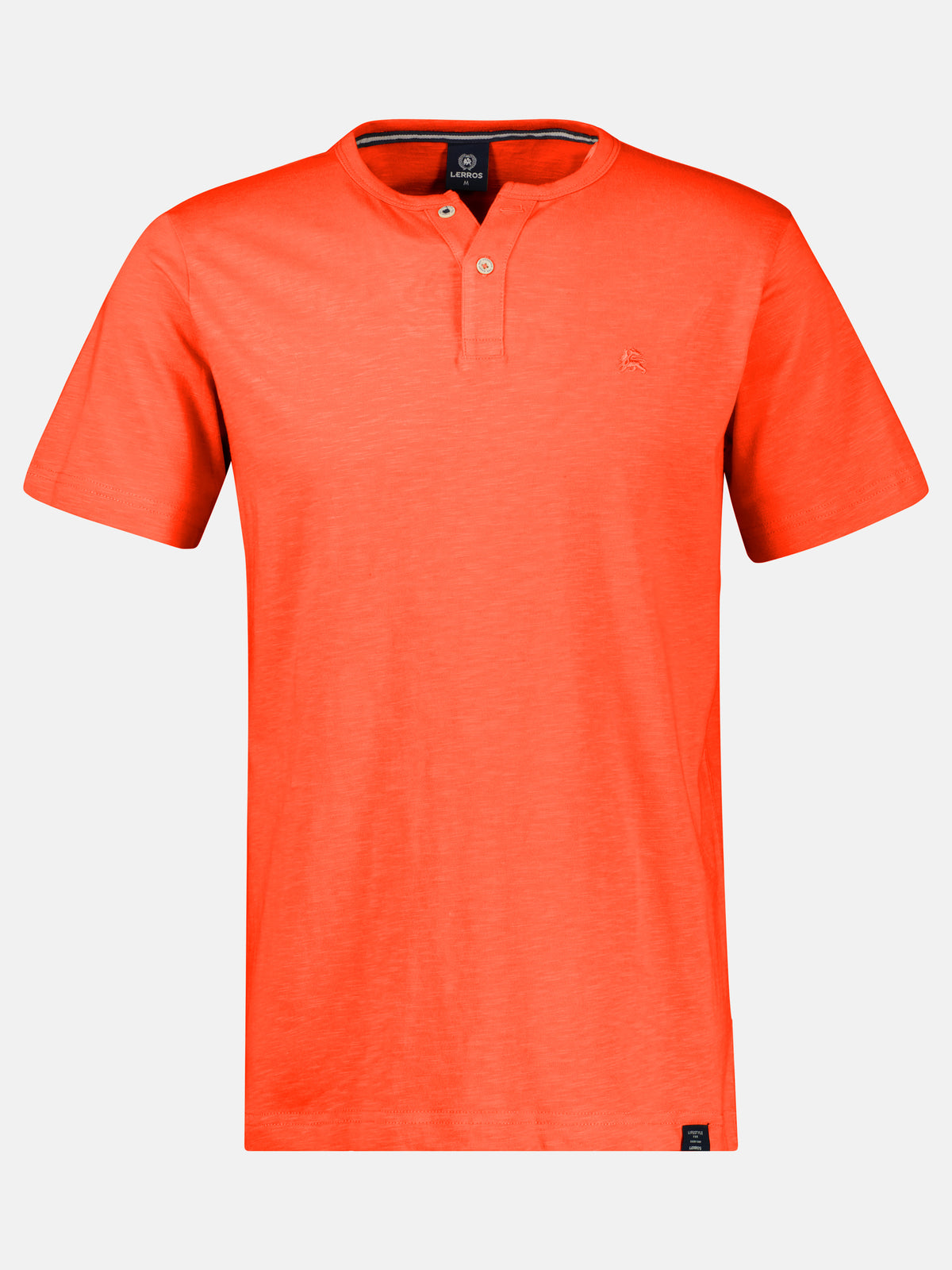 Serafino Shirt mit Rundhalsausschnitt und Knopfleiste - T-Shirt Rundhals