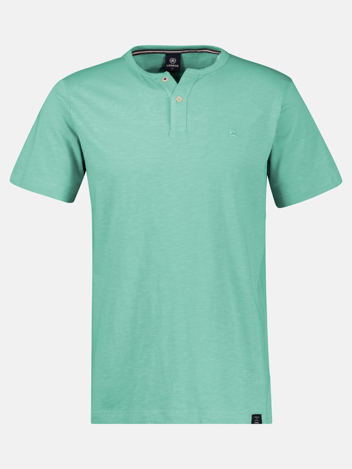 Serafino Shirt mit Rundhalsausschnitt und Knopfleiste - T-Shirt Rundhals