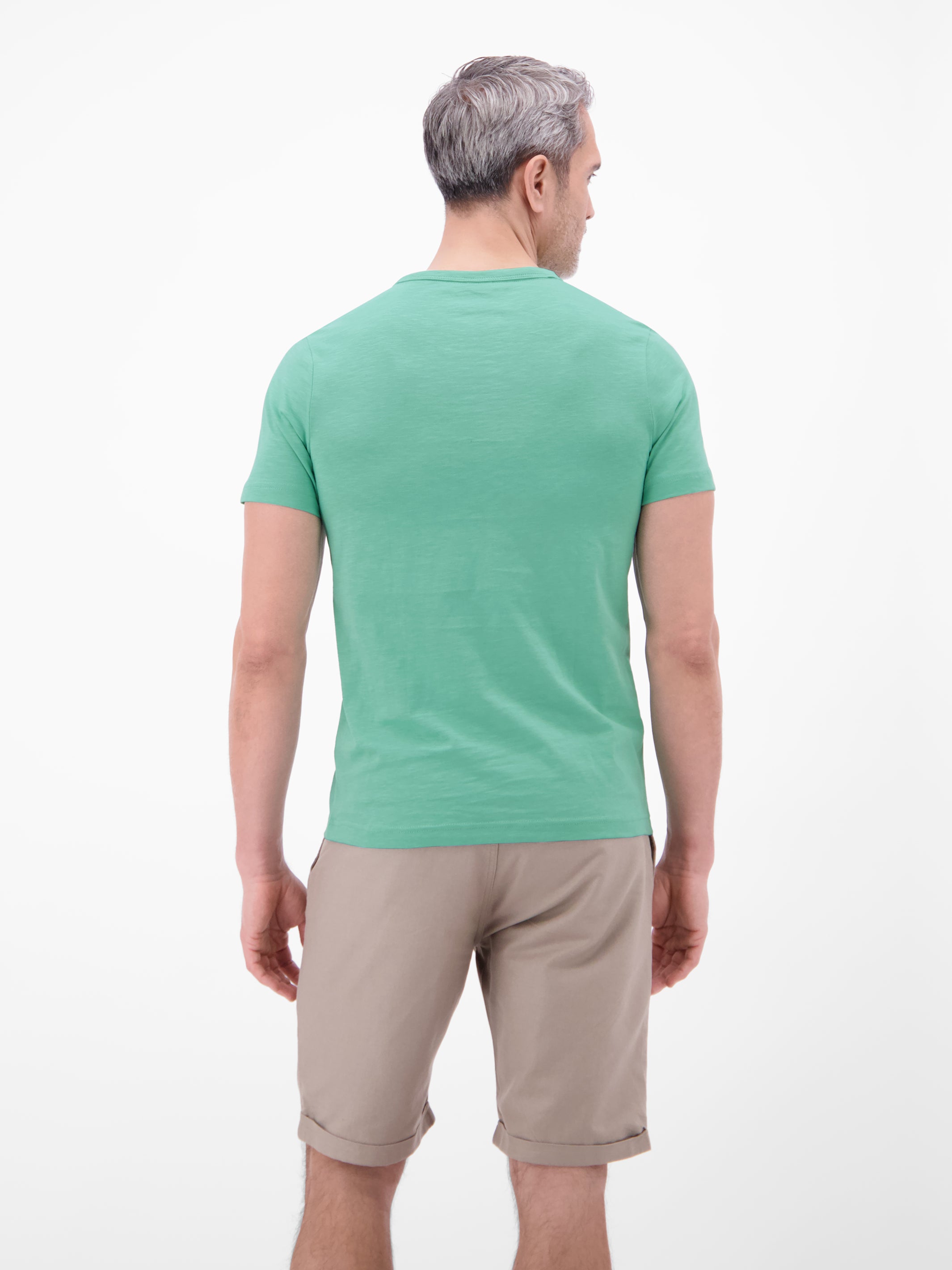 Serafino Shirt mit Rundhalsausschnitt und Knopfleiste - T-Shirt Rundhals