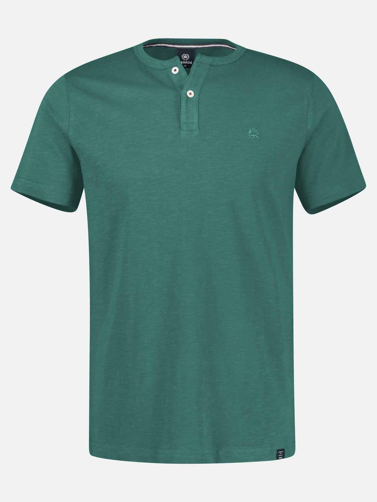 Serafino Shirt mit Rundhalsausschnitt und Knopfleiste - T-Shirt Rundhals