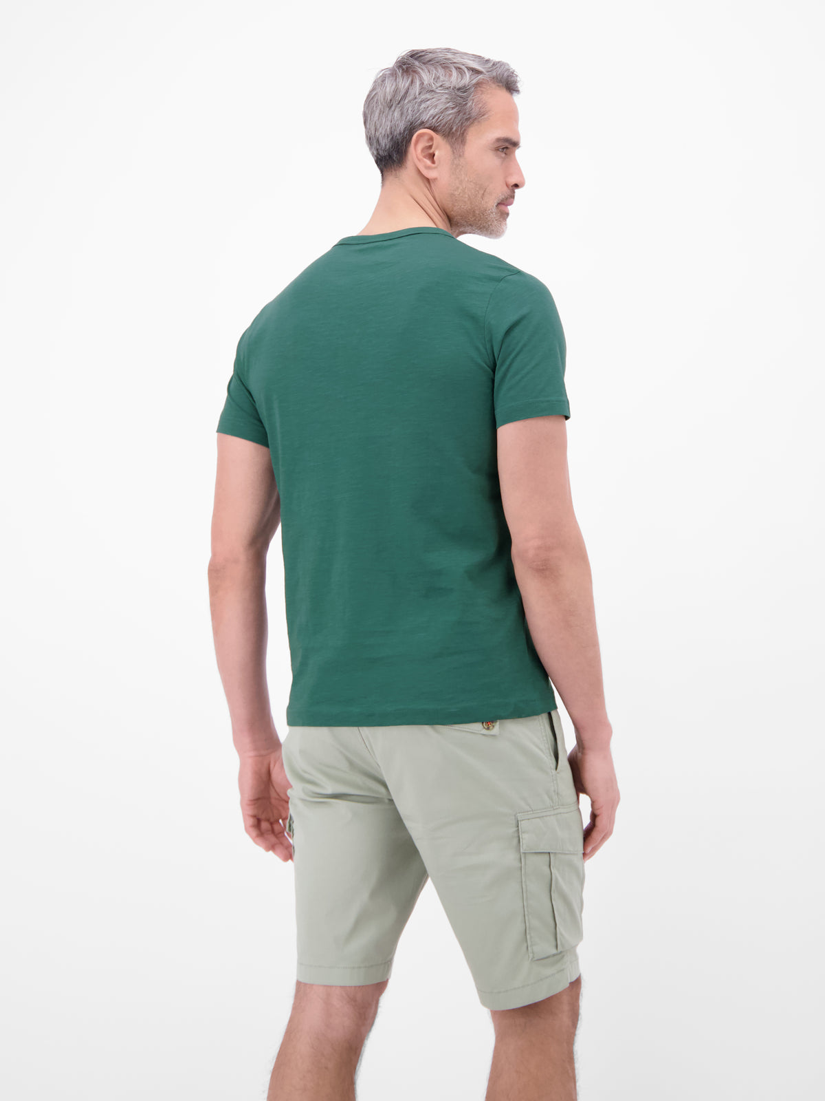 Serafino Shirt mit Rundhalsausschnitt und Knopfleiste - T-Shirt Rundhals
