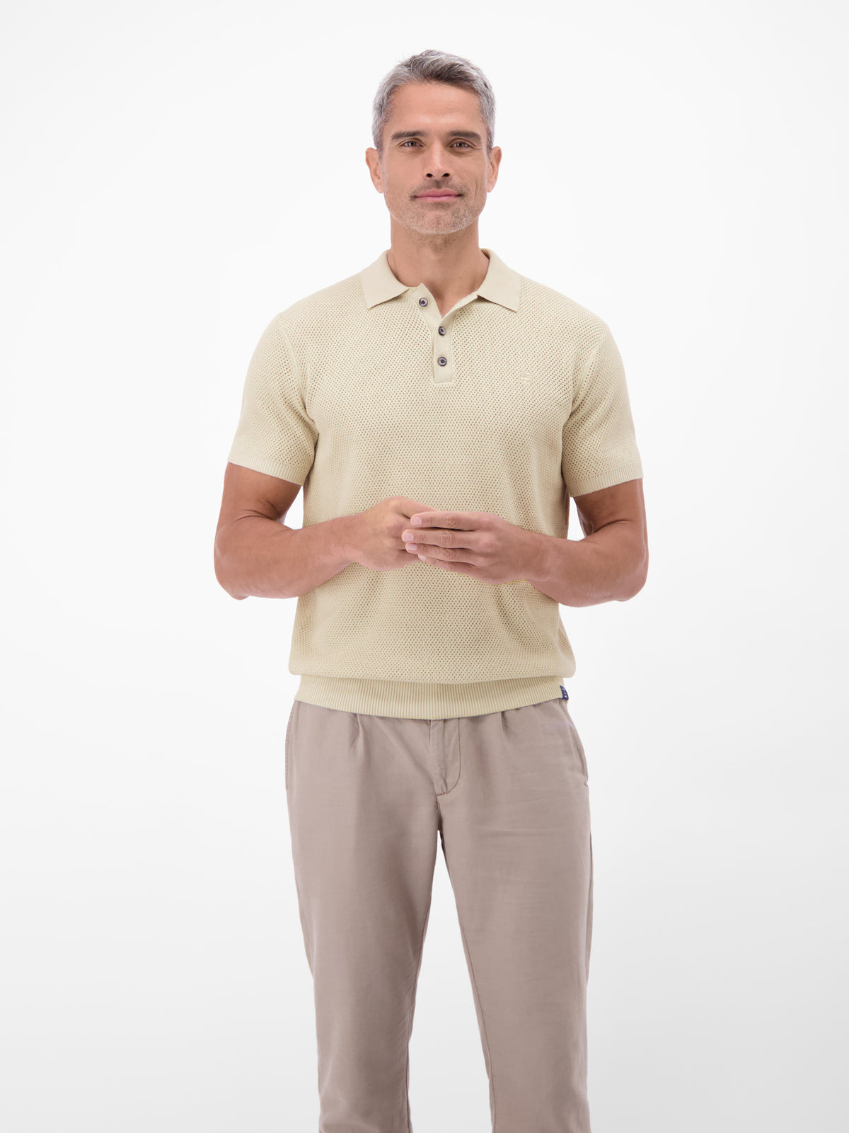 Unifarbenes Poloshirt in Strukturqualität - Polo Shirt Kurzarm