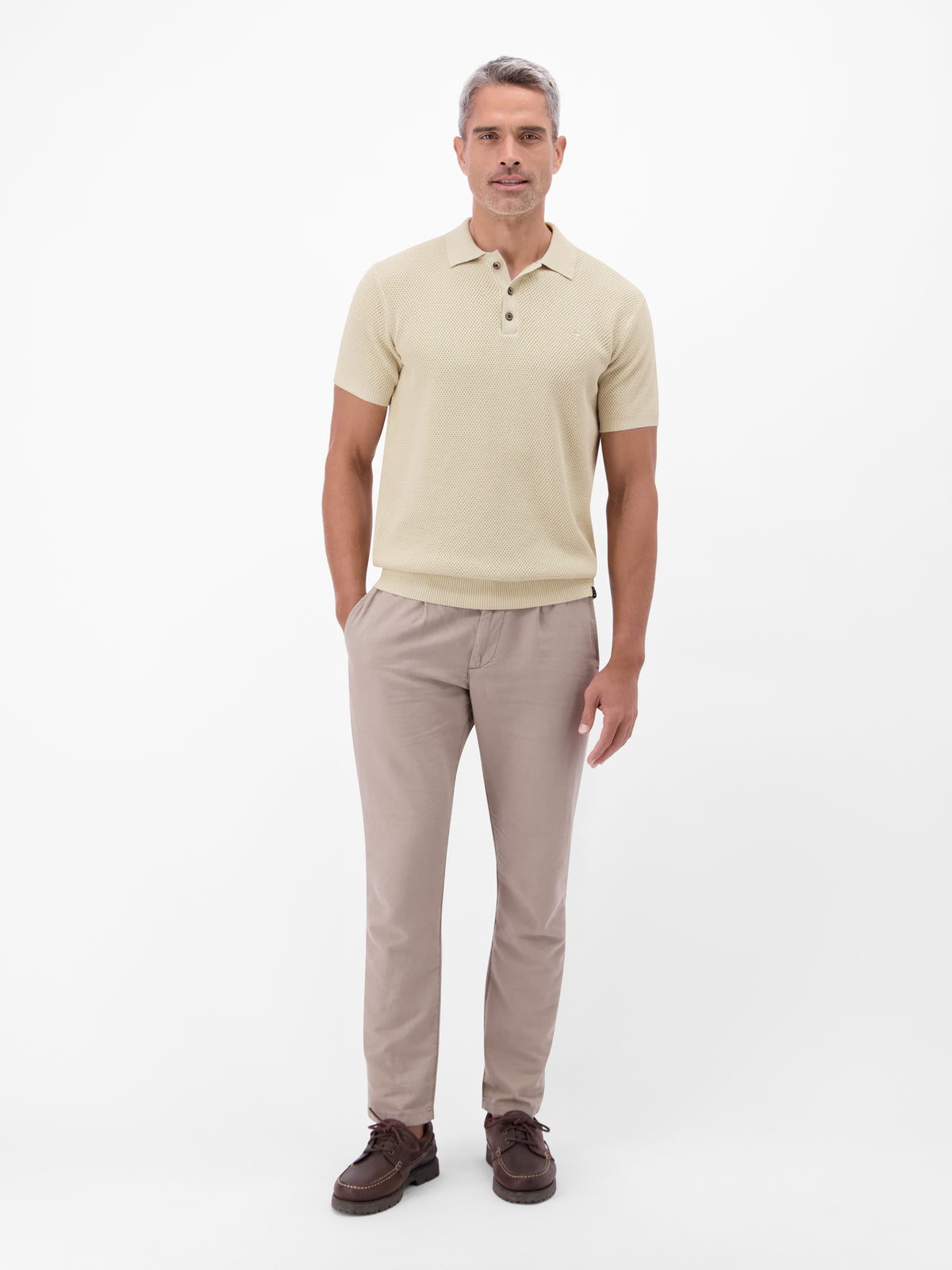 Unifarbenes Poloshirt in Strukturqualität - Polo Shirt Kurzarm
