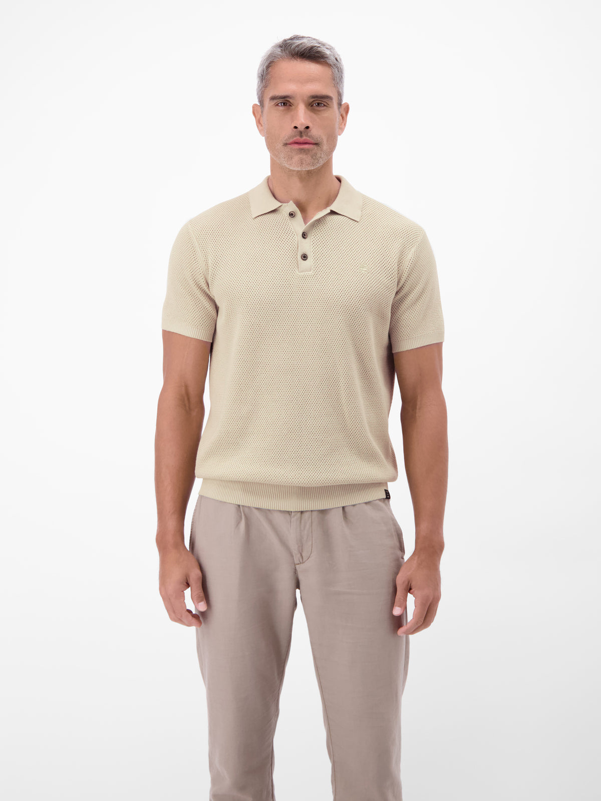 Unifarbenes Poloshirt in Strukturqualität - Polo Shirt Kurzarm