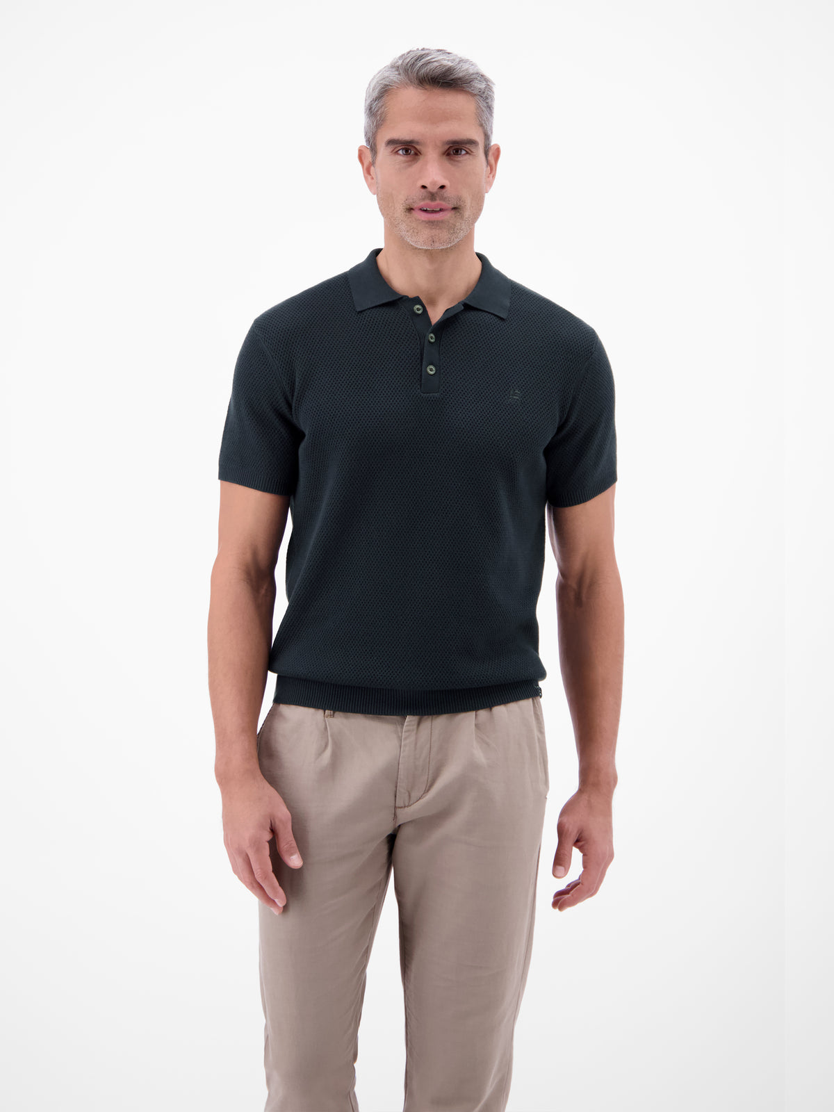 Unifarbenes Poloshirt in Strukturqualität - Polo Shirt Kurzarm
