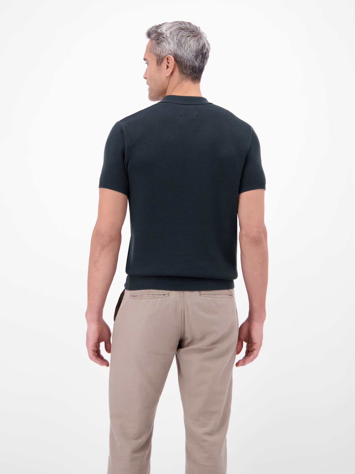 Unifarbenes Poloshirt in Strukturqualität - Polo Shirt Kurzarm