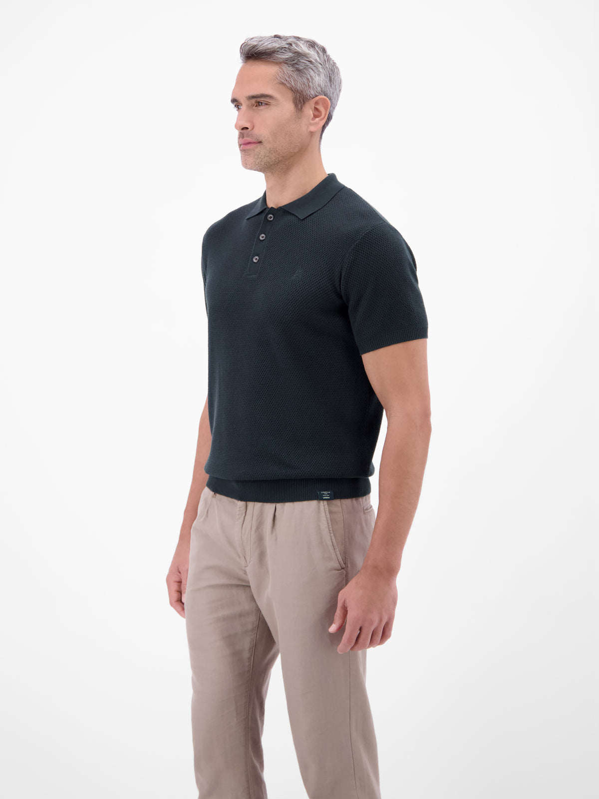 Unifarbenes Poloshirt in Strukturqualität - Polo Shirt Kurzarm