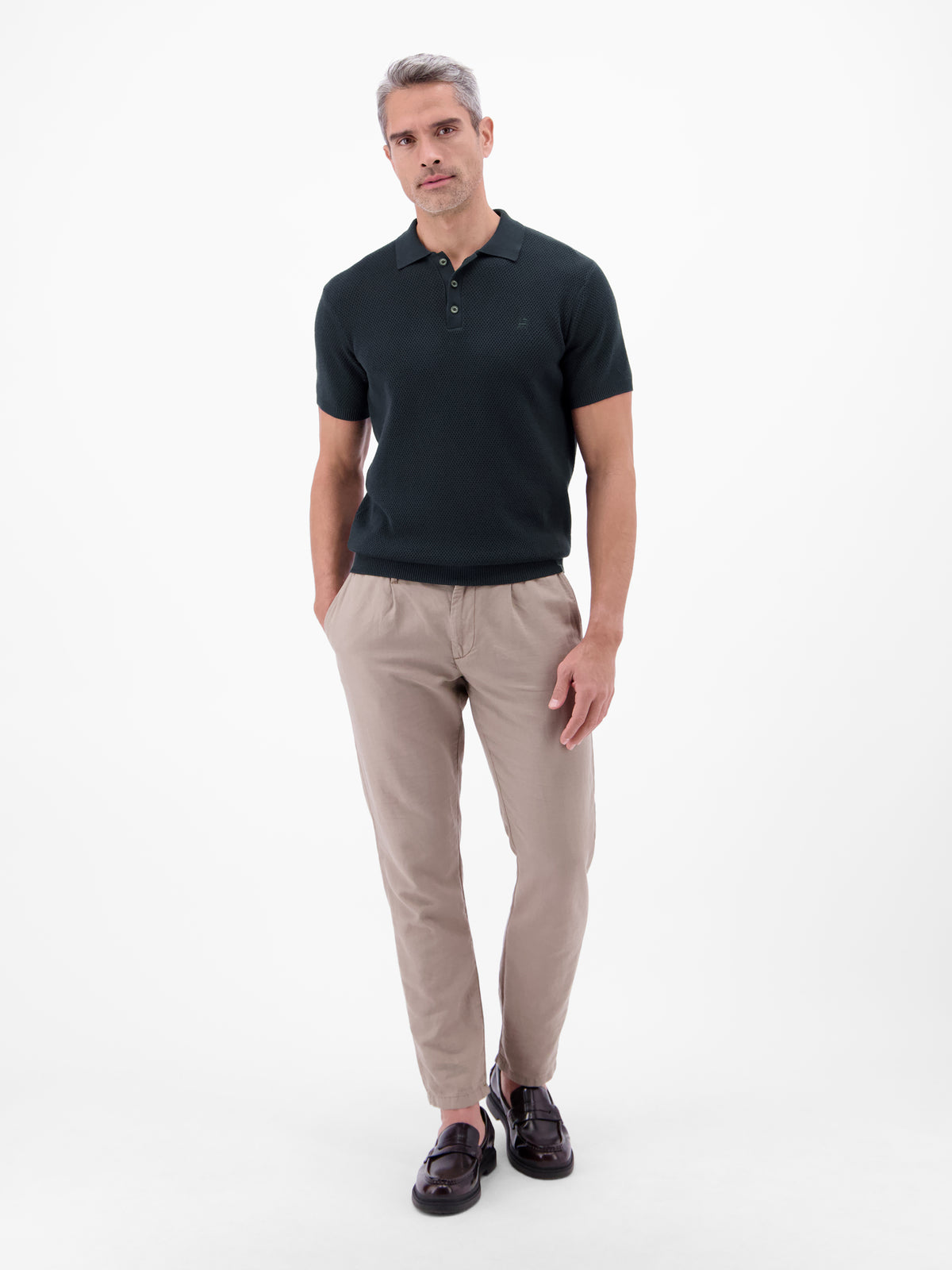 Unifarbenes Poloshirt in Strukturqualität - Polo Shirt Kurzarm