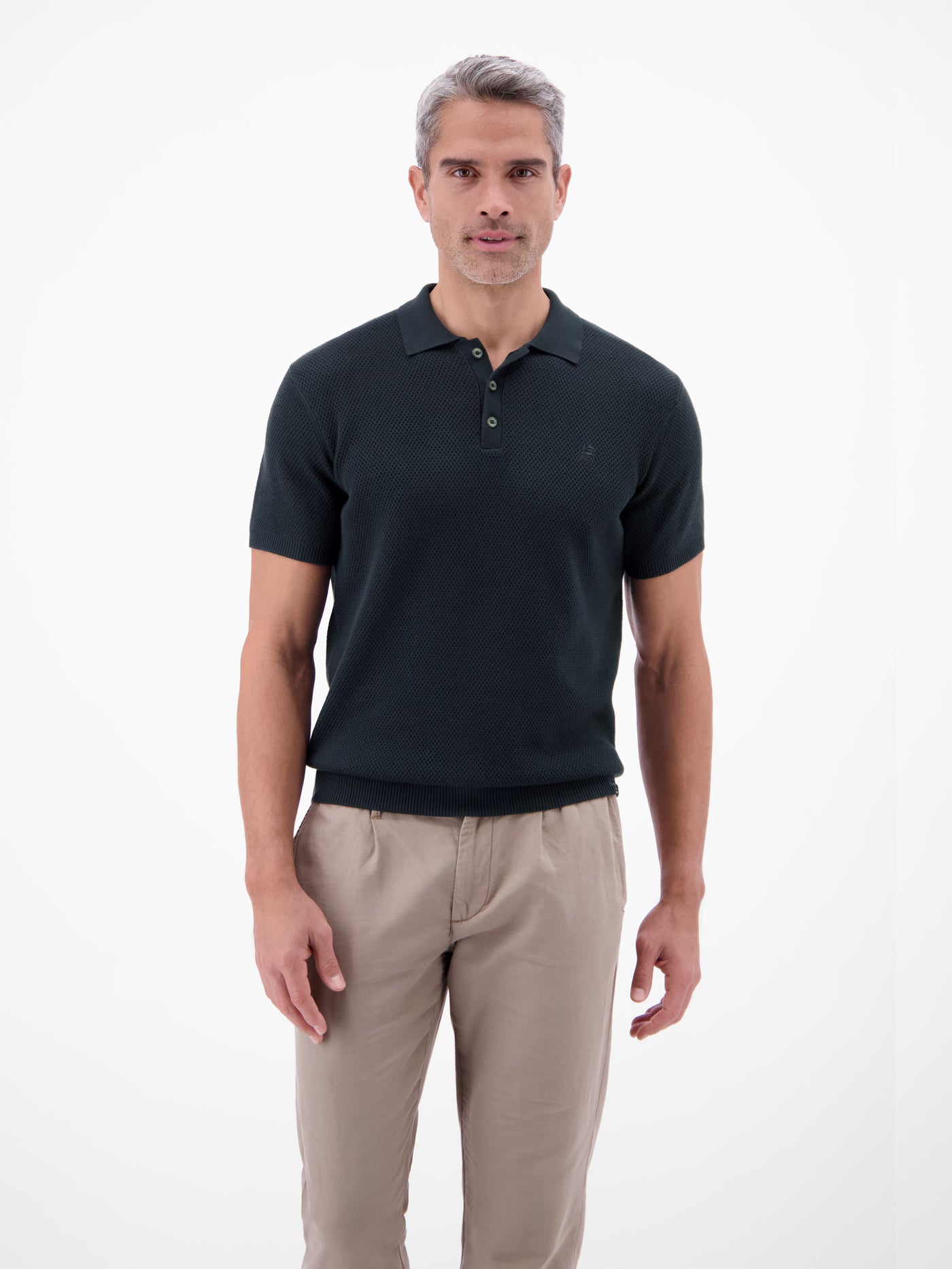Unifarbenes Poloshirt in Strukturqualität - Polo Shirt Kurzarm