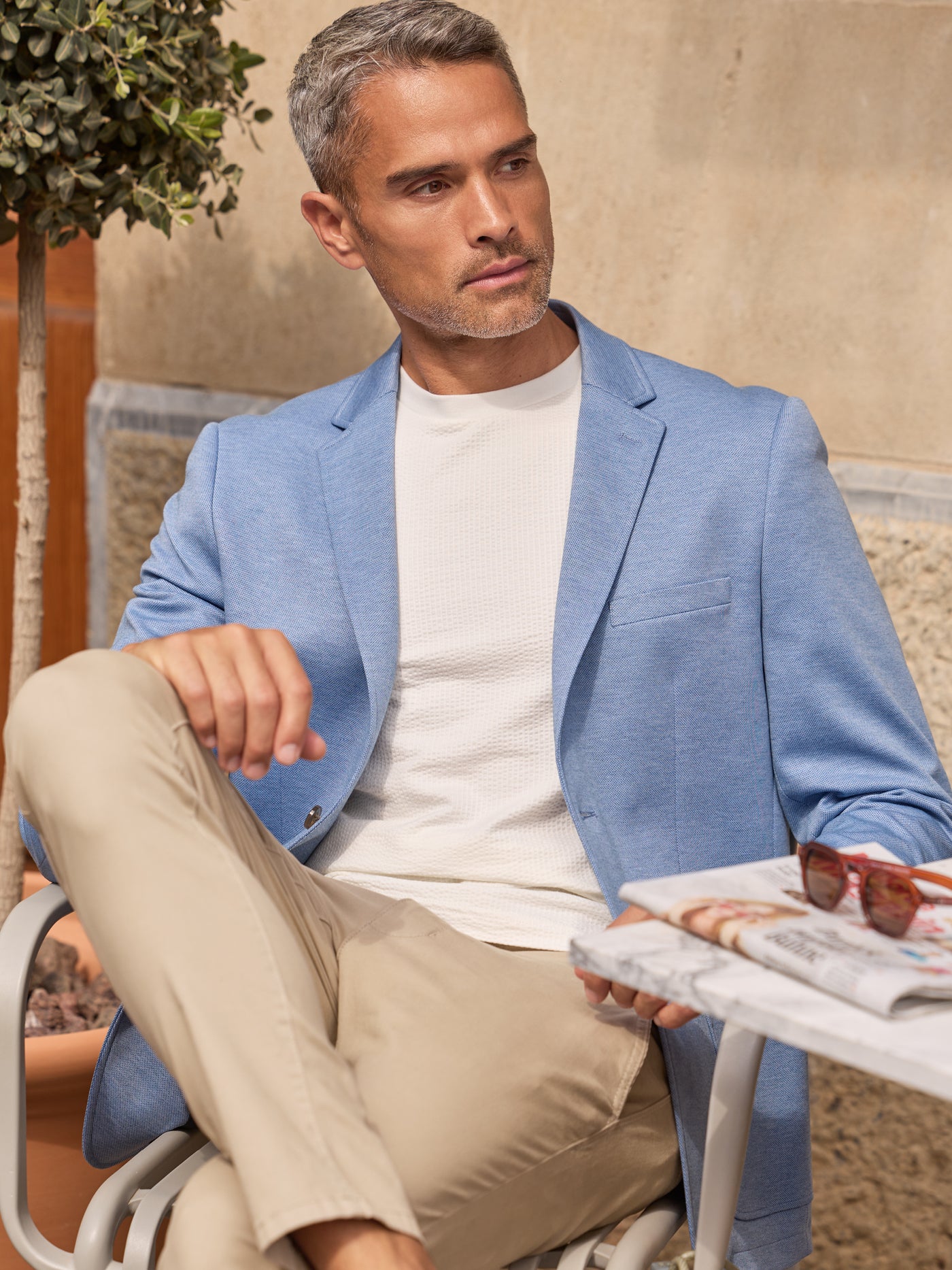 Leichter Jersey-Blazer mit bedrucktem Futter