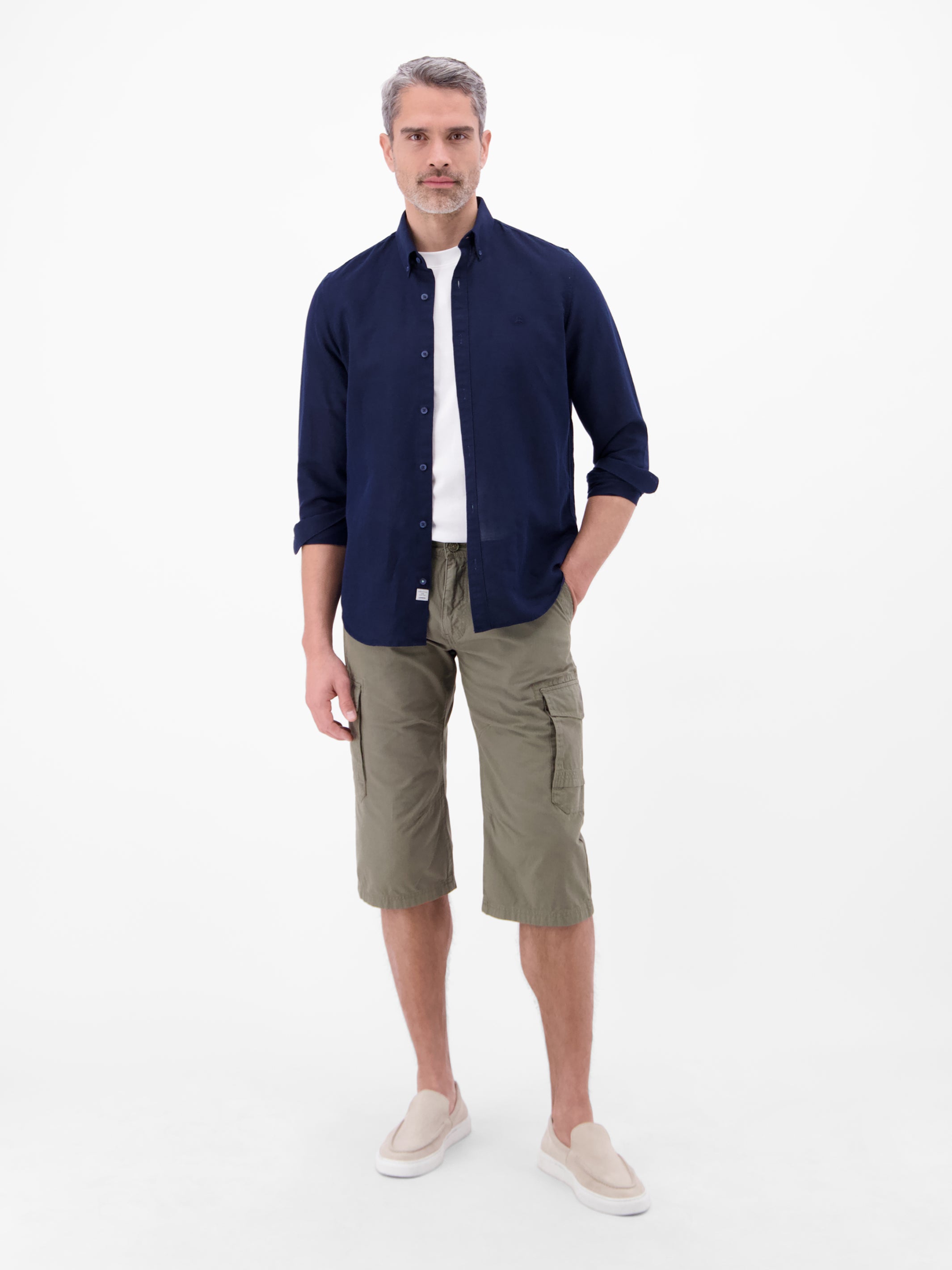 Bermuda mit Cargotaschen, lang geschnitten - Cargo Shorts