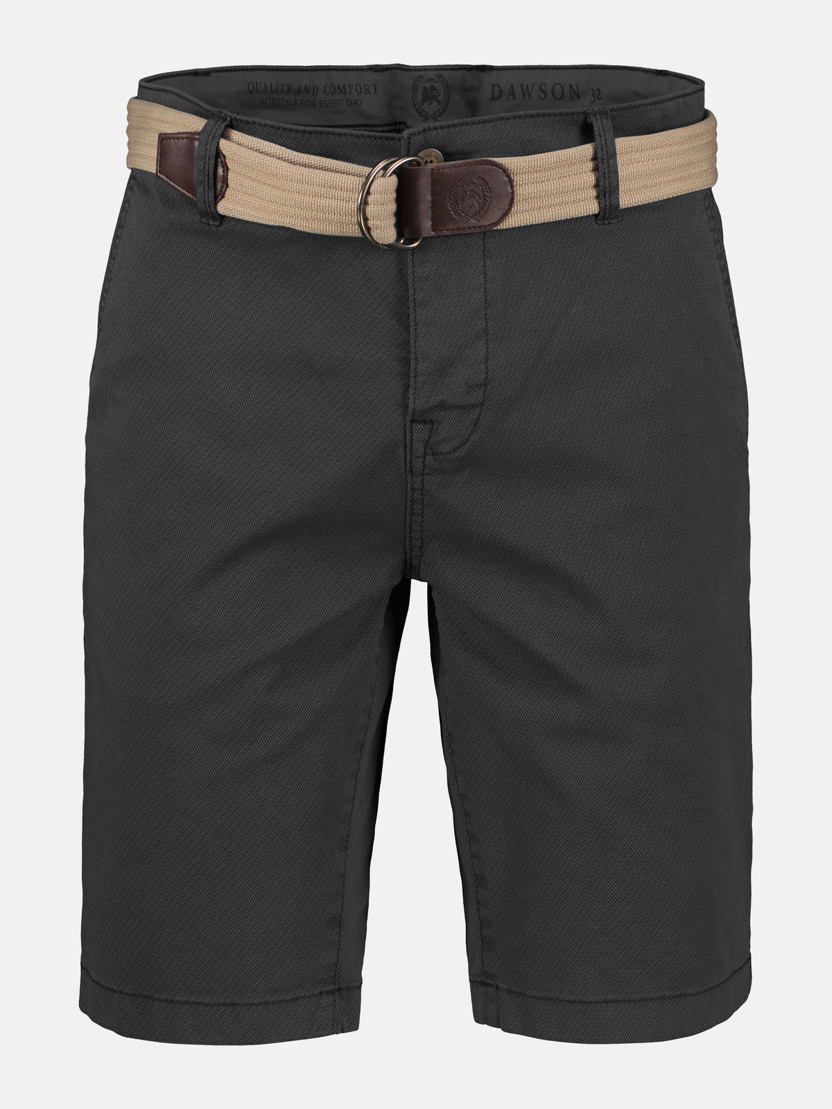 Bequeme Chino-Bermuda mit Gürtel und Minimalprint - Chino Shorts