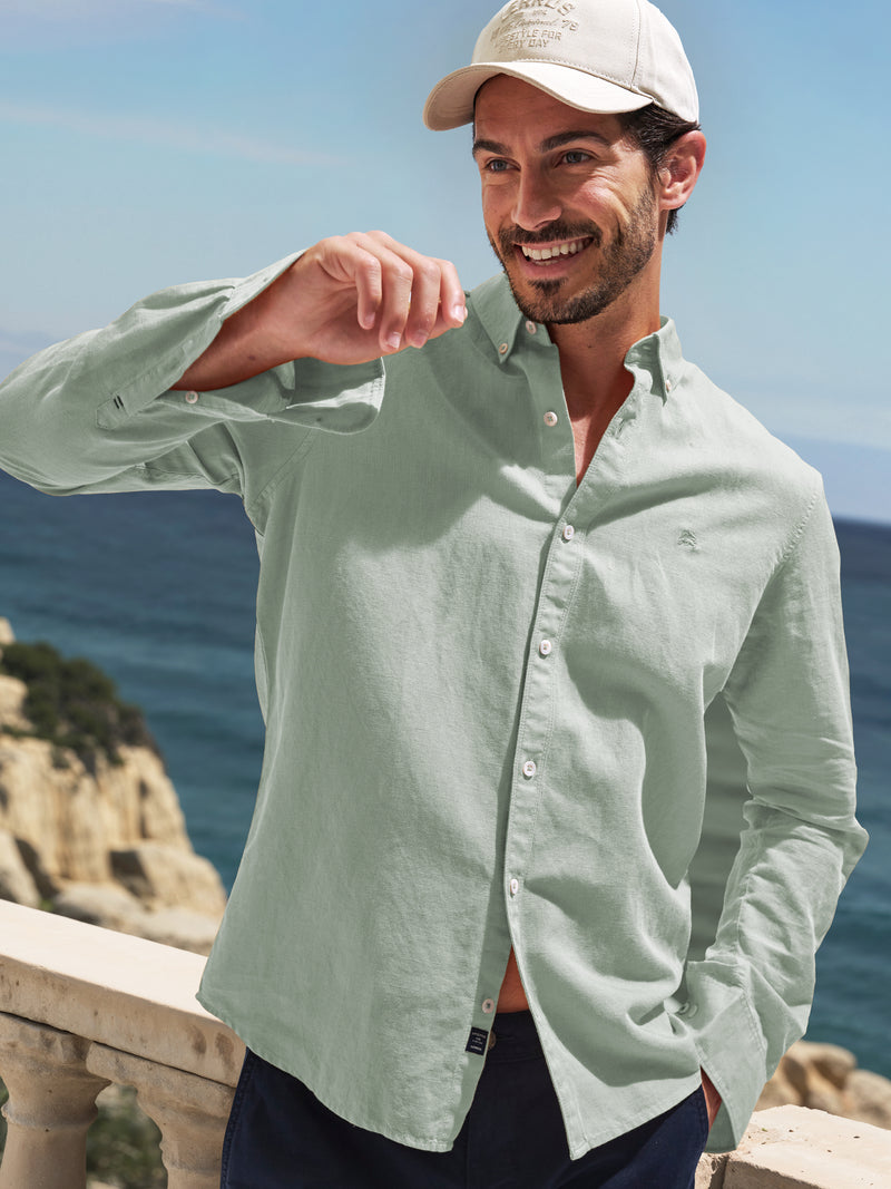 Herrenhemd aus Baumwoll-Leinen-Mix - Langarmhemd