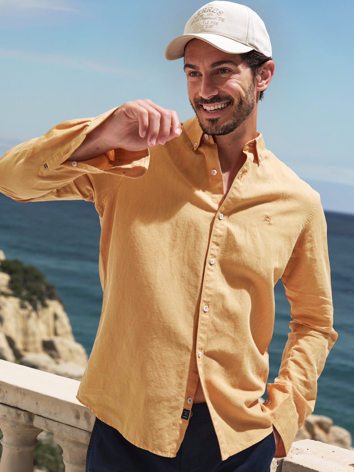 Herrenhemd aus Baumwoll-Leinen-Mix - Langarmhemd