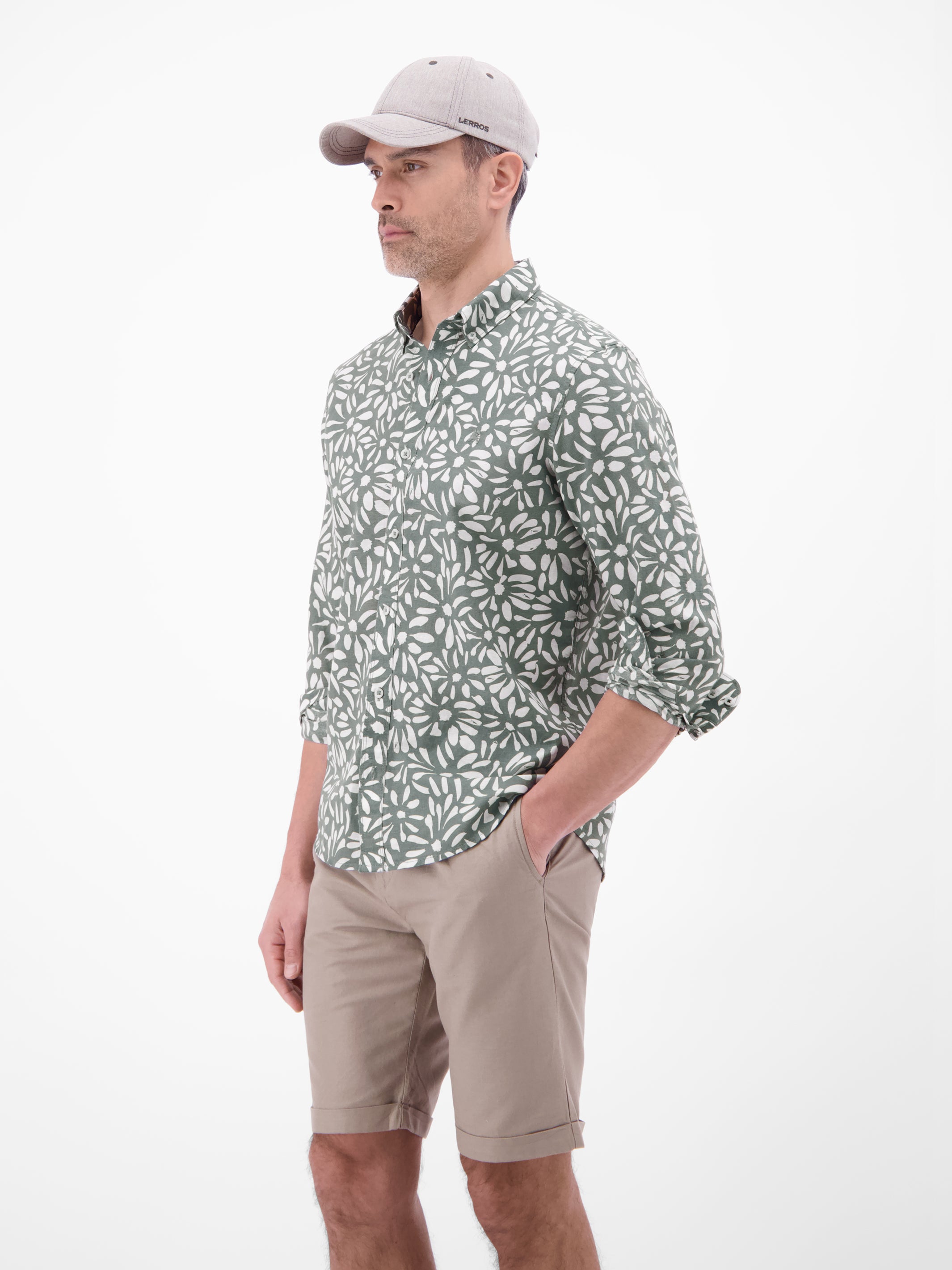 Langarmhemd mit floralem Print aus Mischgewebe - Langarmhemd