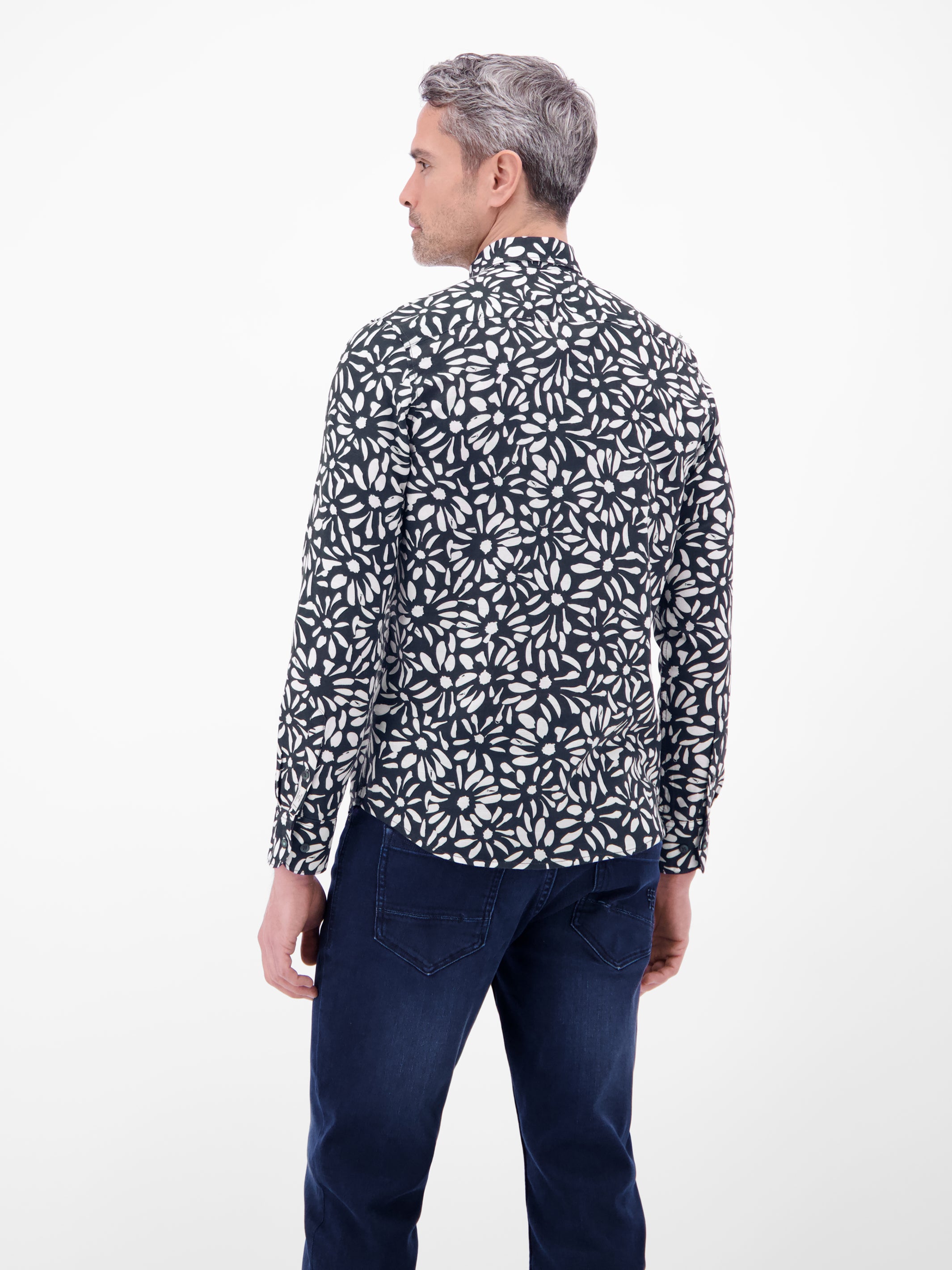 Langarmhemd mit floralem Print aus Mischgewebe - Langarmhemd