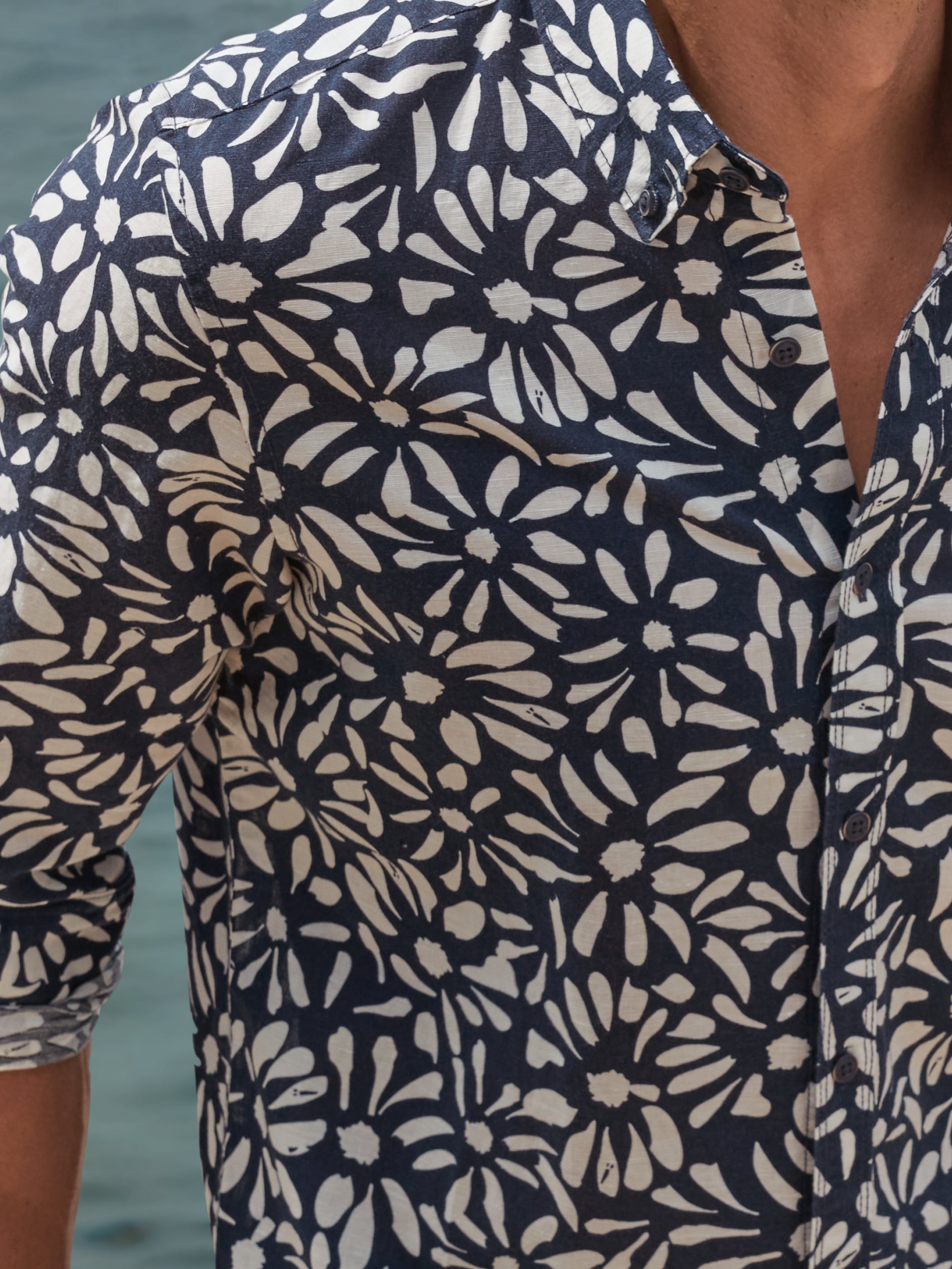 Langarmhemd mit floralem Print aus Mischgewebe - Langarmhemd