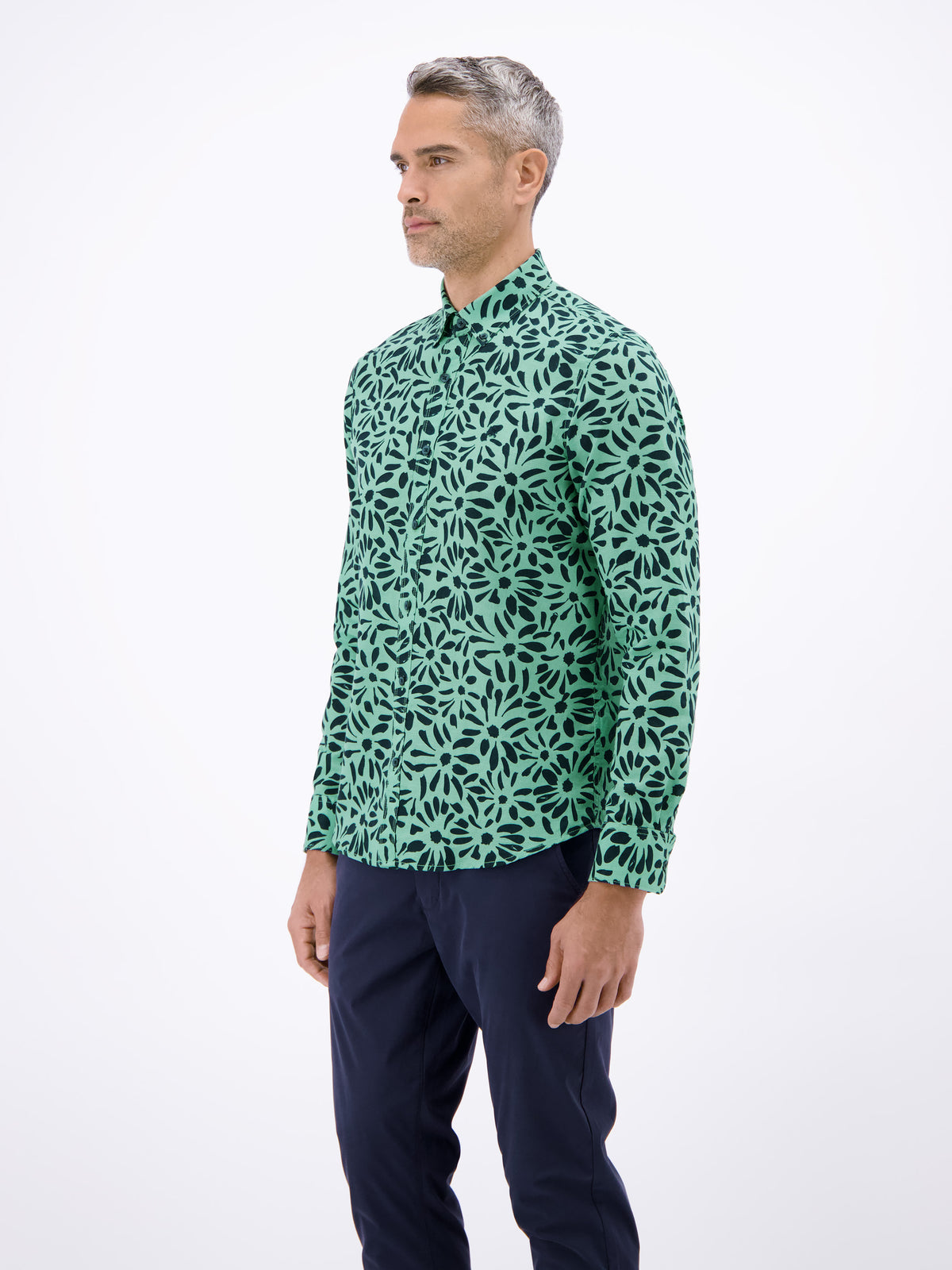 Langarmhemd mit floralem Print aus Mischgewebe - 