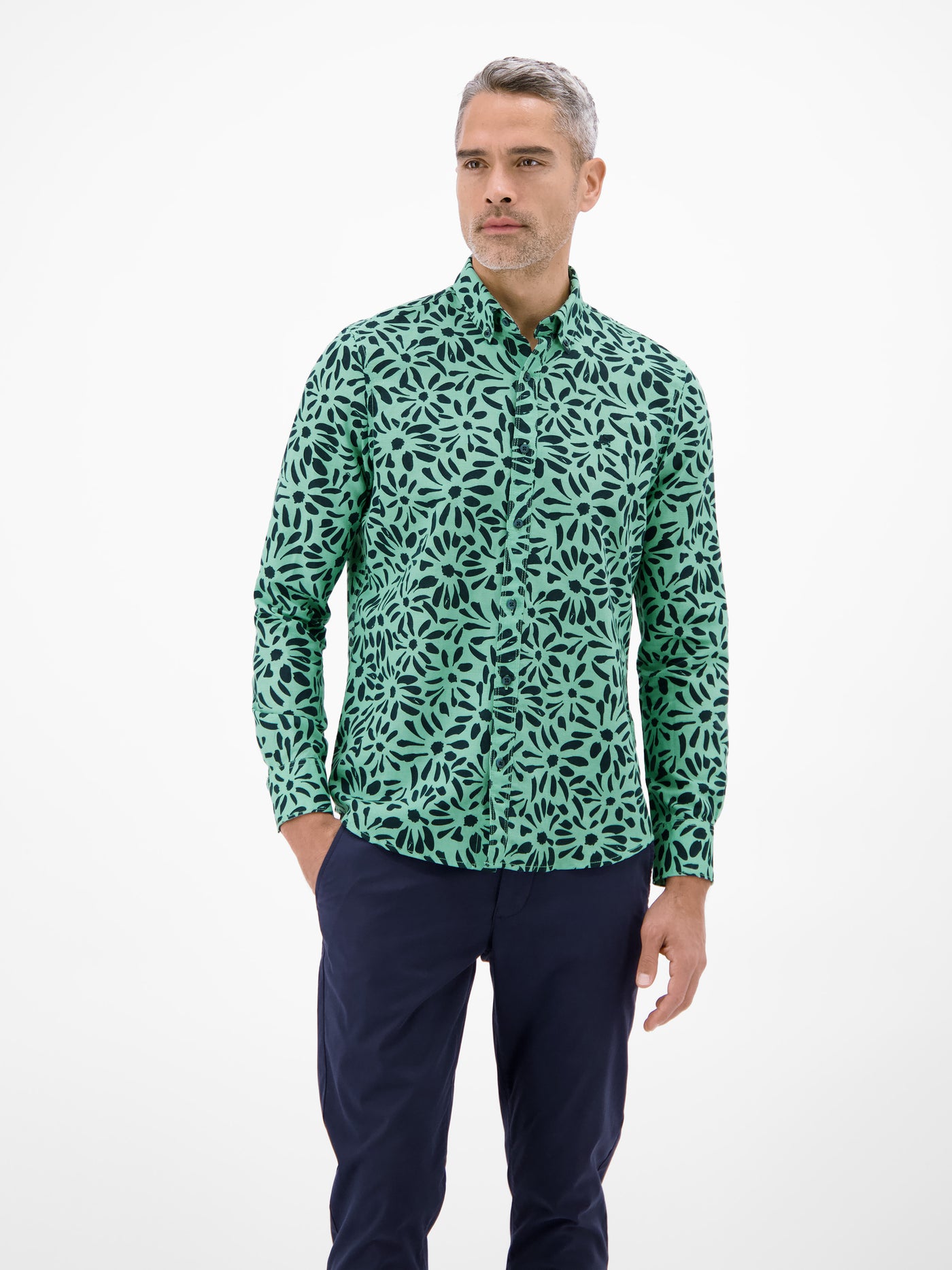 Langarmhemd mit floralem Print aus Mischgewebe - 