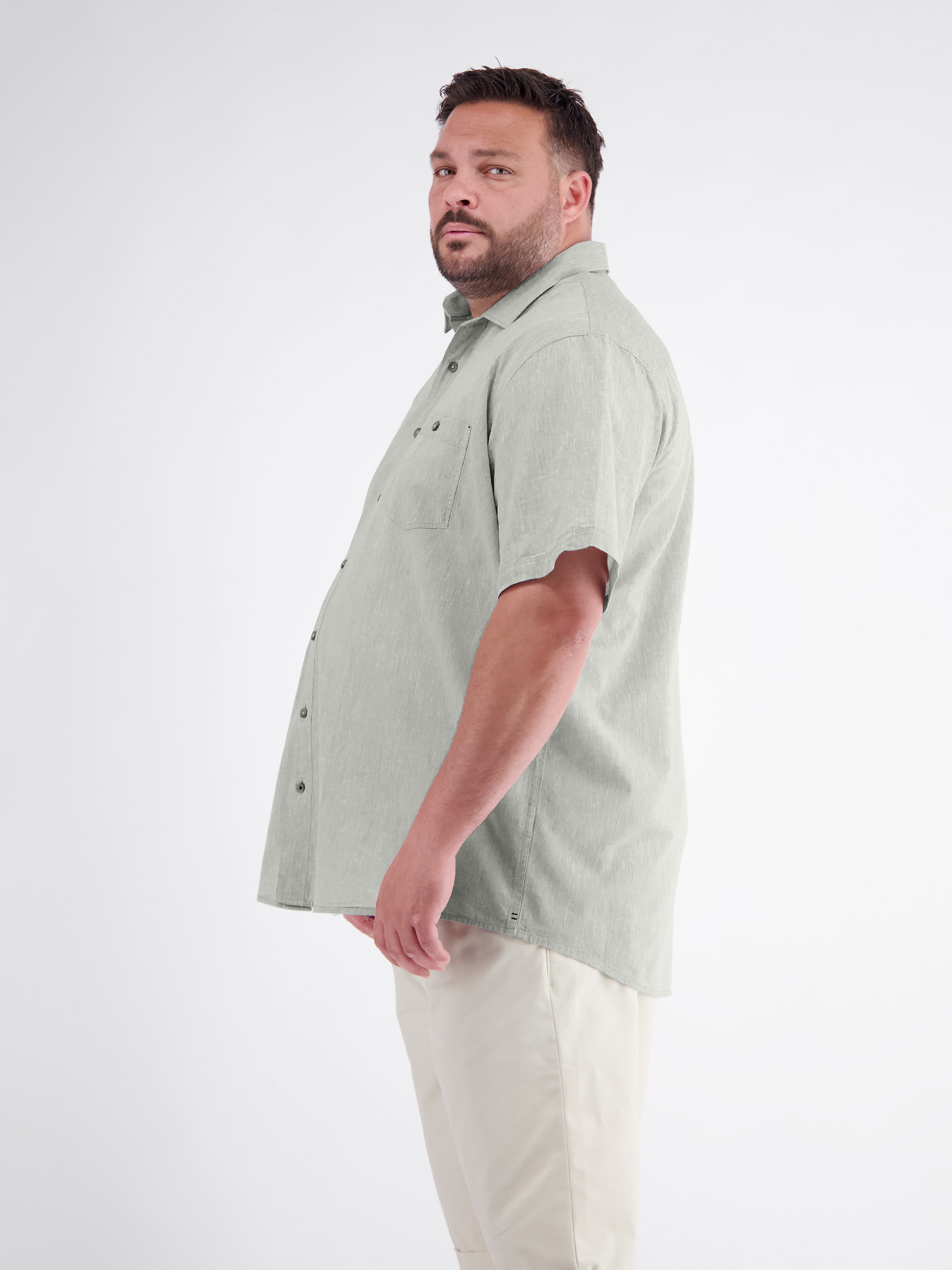 Short-sleeved shirt, solid color, in plus sizes
