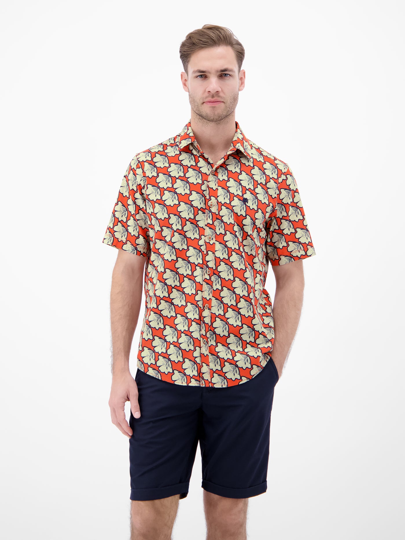 Kurzarmhemd mit floralem All-over-Print - Kurzarmhemd