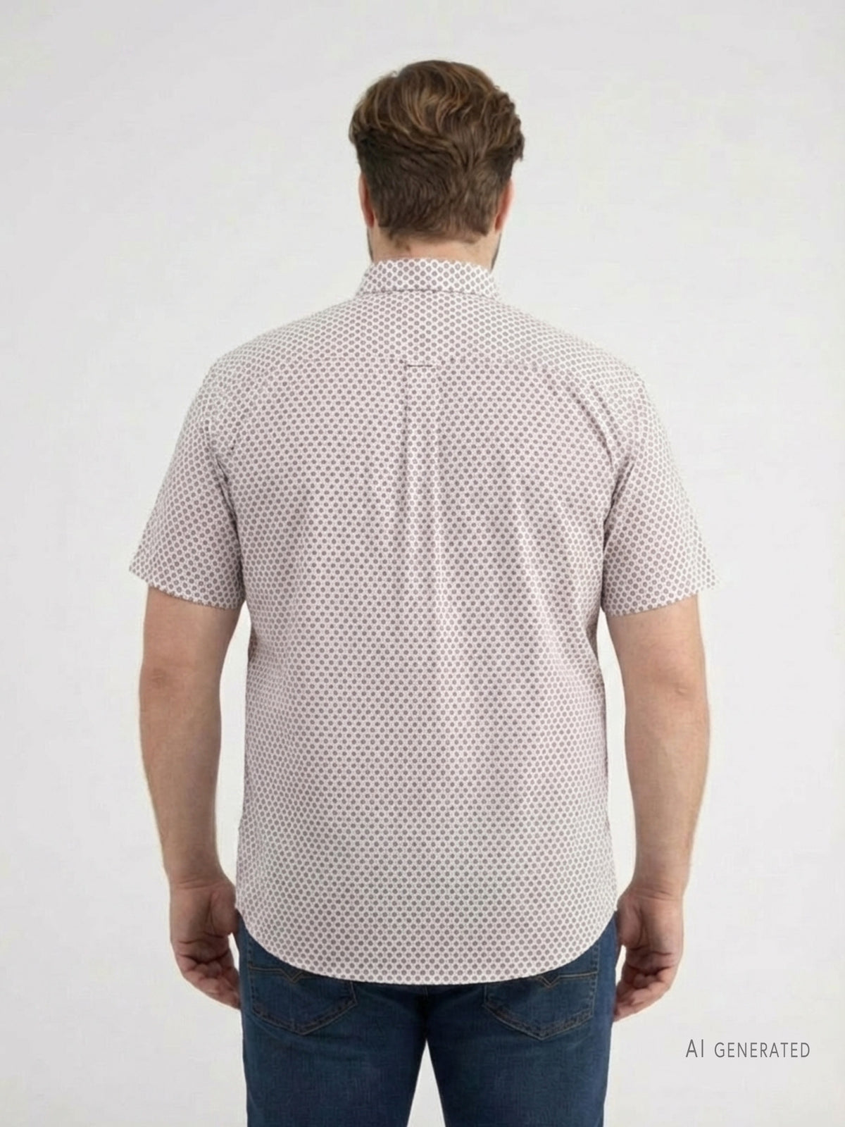 Short-sleeved shirt with geometric print, plus sizes