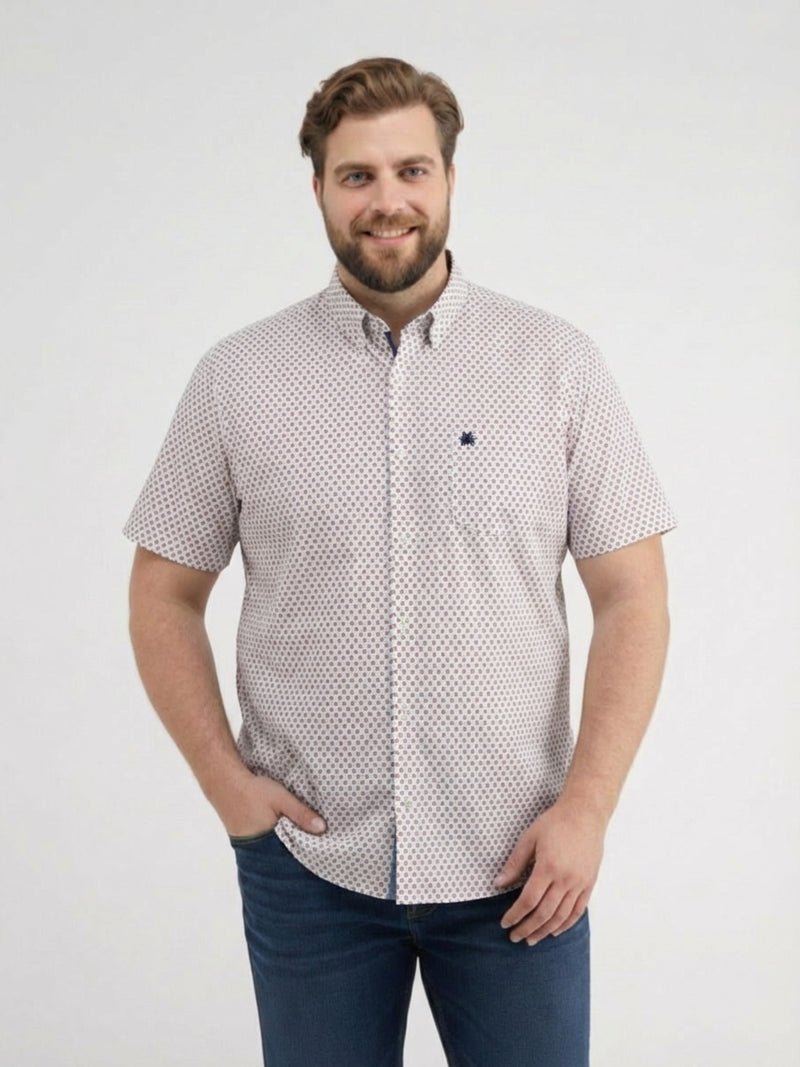 Kurzarmhemd mit geometrischem Print, große Größen - Kurzarmhemd