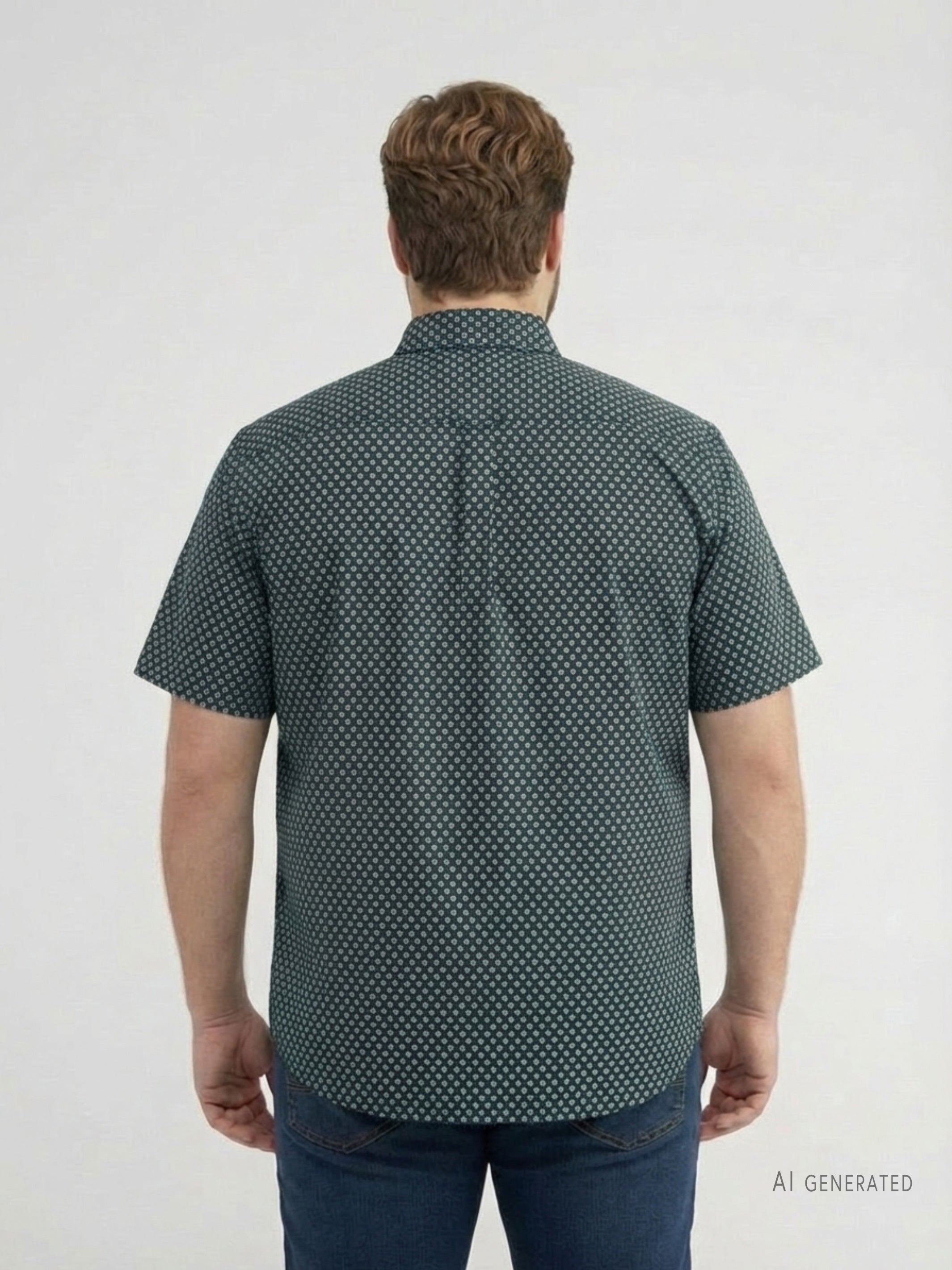 Short-sleeved shirt with geometric print, plus sizes
