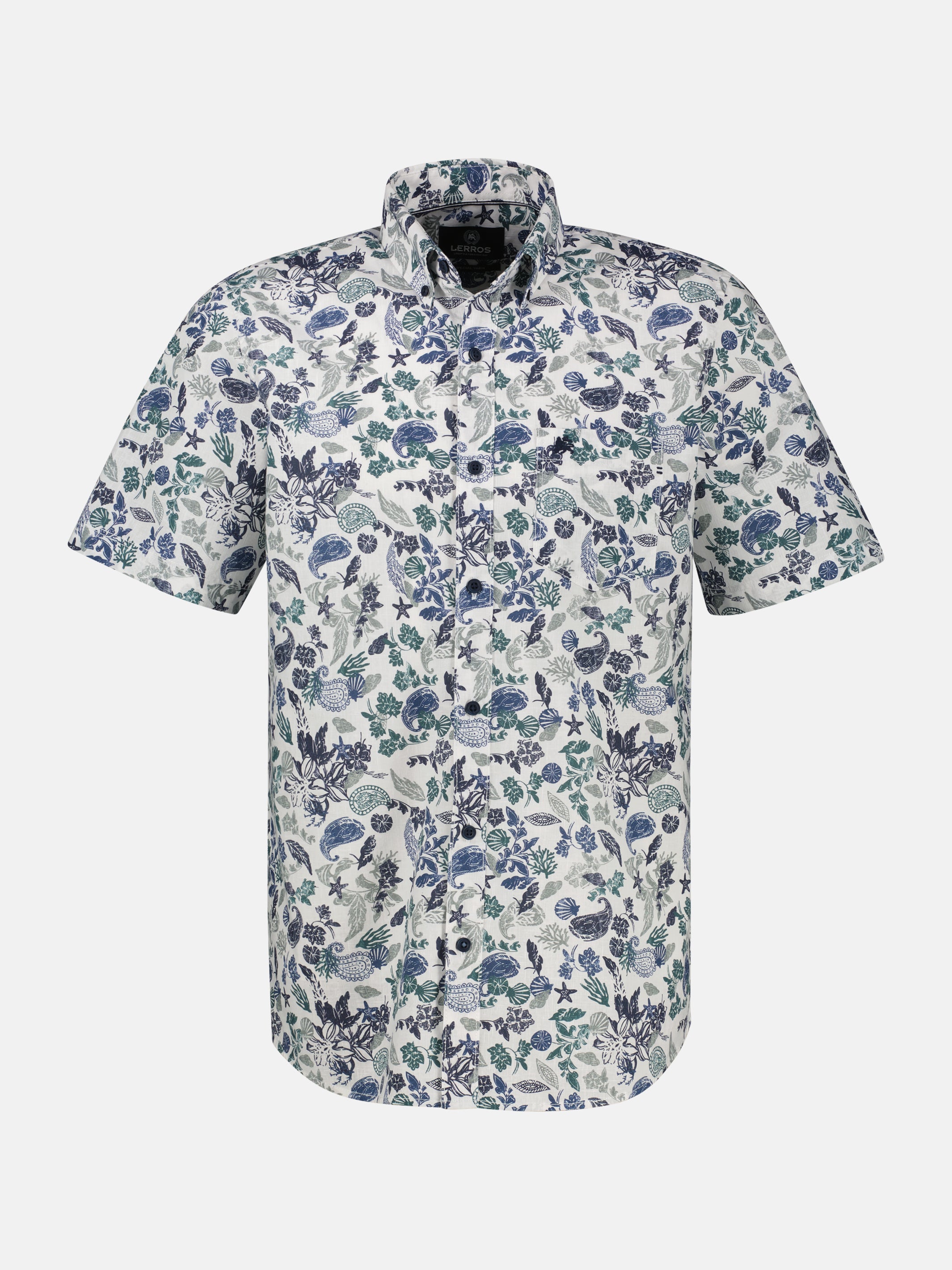 Kurzarmhemd mit sportivem Button-down-Kragen - Kurzarmhemd