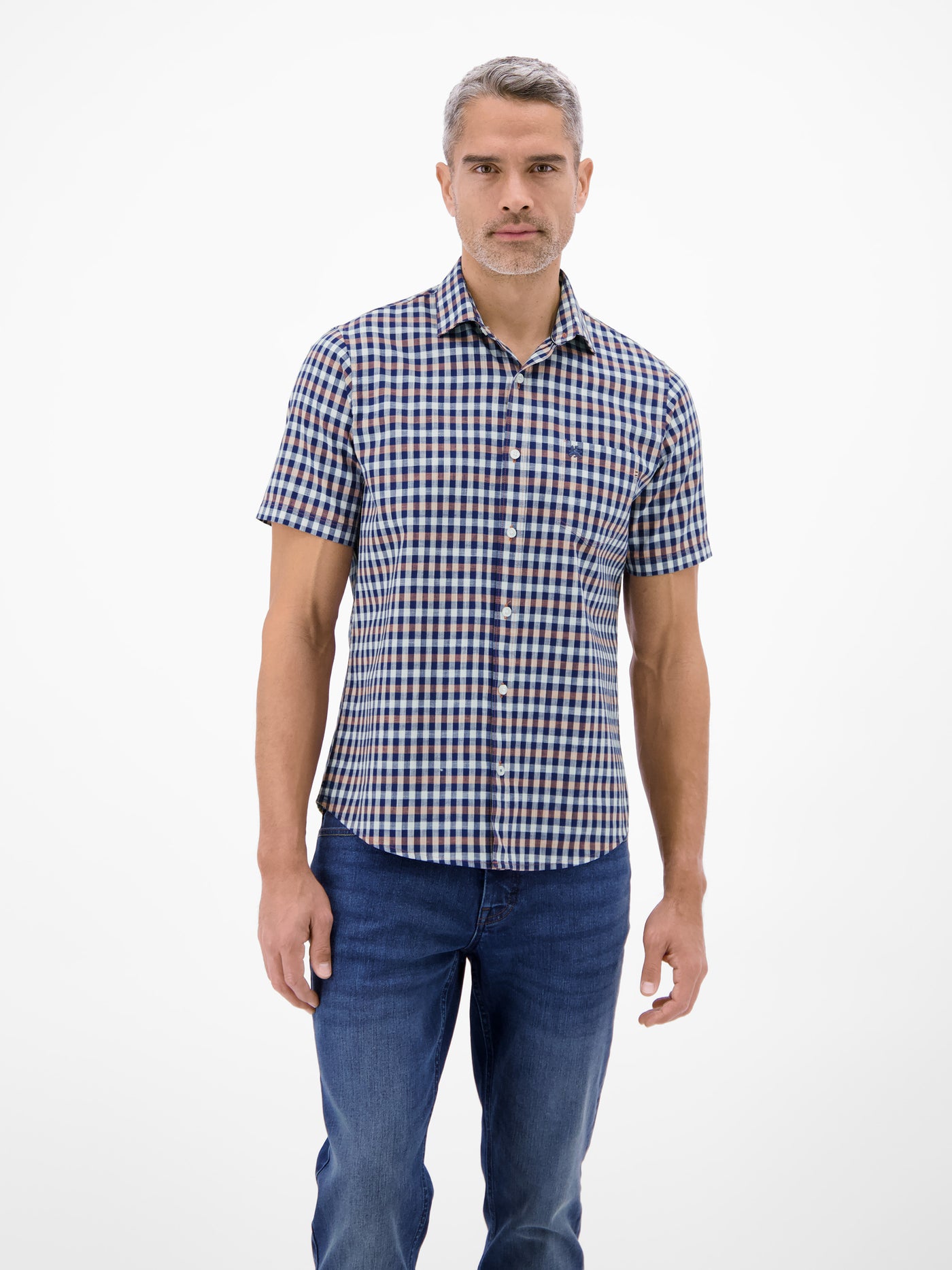 Sportives Halbarmhemd, kariert - Kurzarmhemd