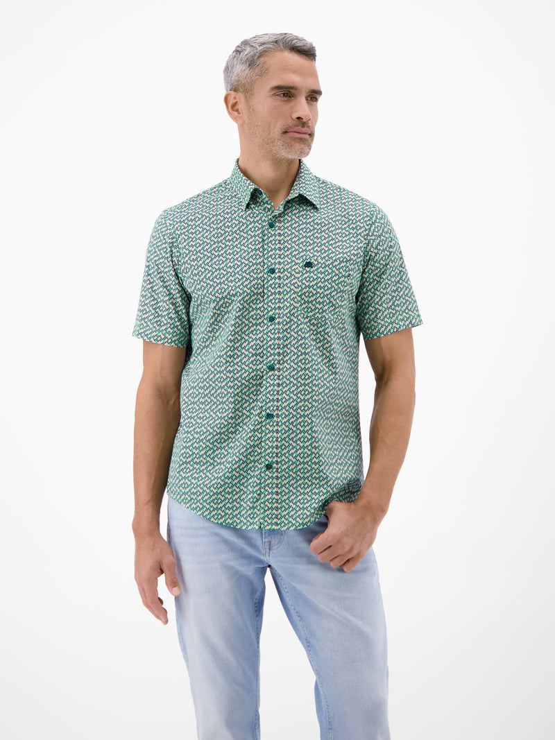 Kurzarmhemd mit Print aus Popeline-Stretch-Material - Kurzarmhemd