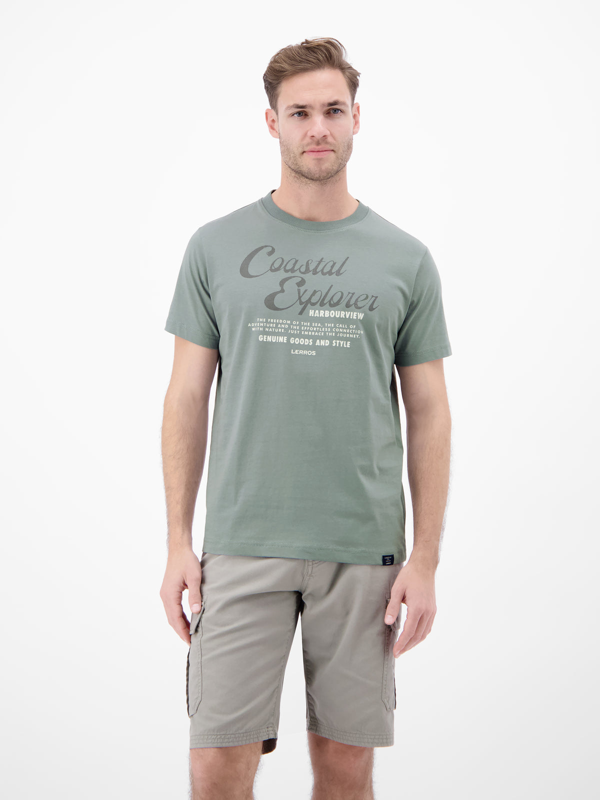 T-Shirt aus 100 % Baumwolle mit Brustprint - T-Shirt Rundhals