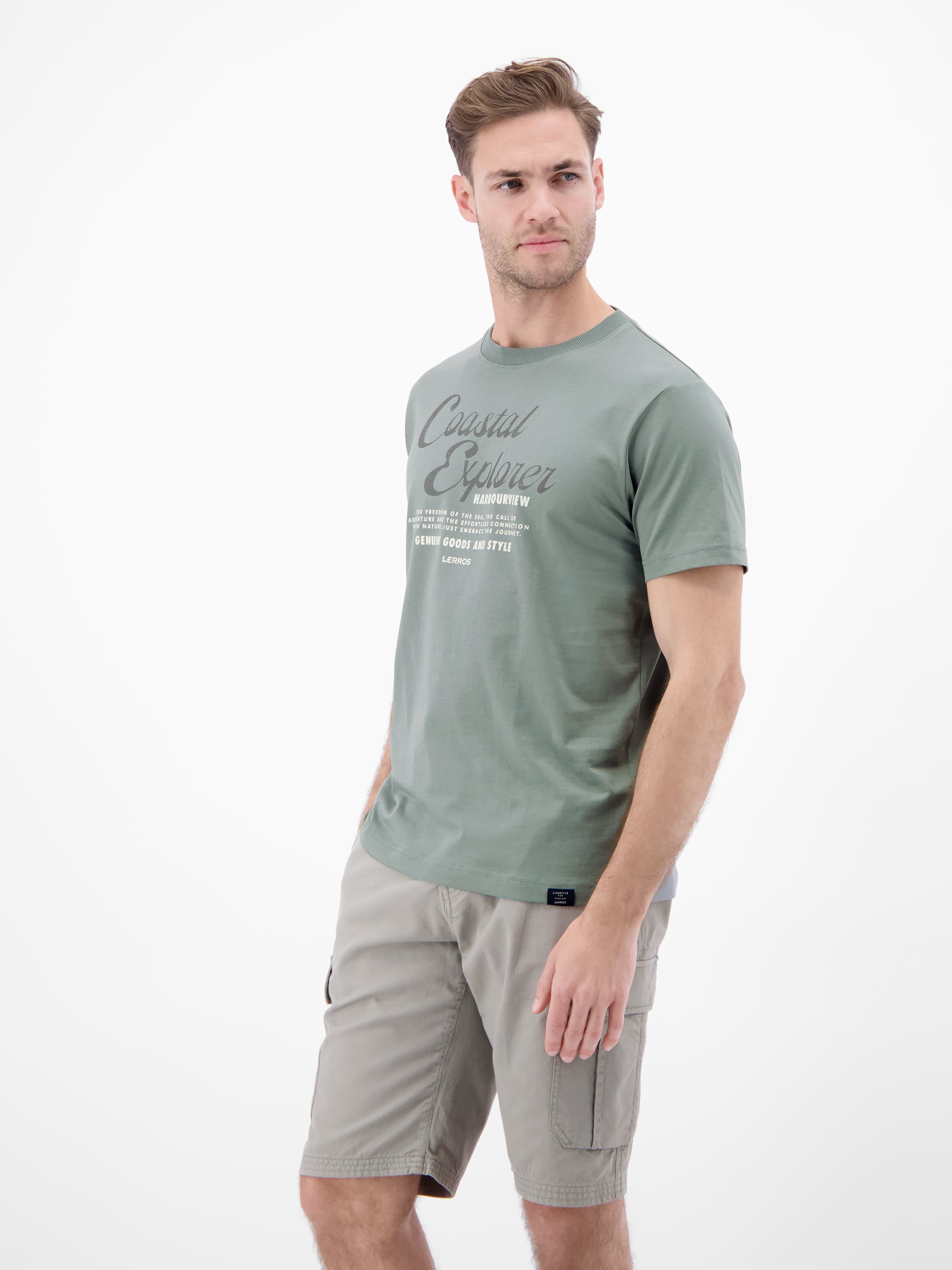 T-Shirt aus 100 % Baumwolle mit Brustprint - T-Shirt Rundhals