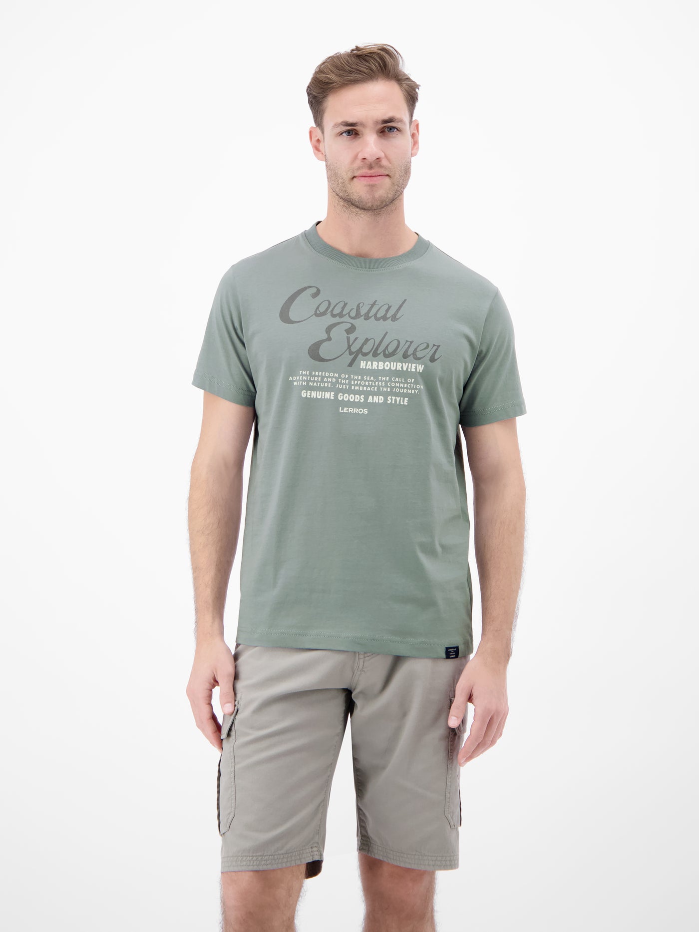 T-Shirt aus 100 % Baumwolle mit Brustprint - T-Shirt Rundhals