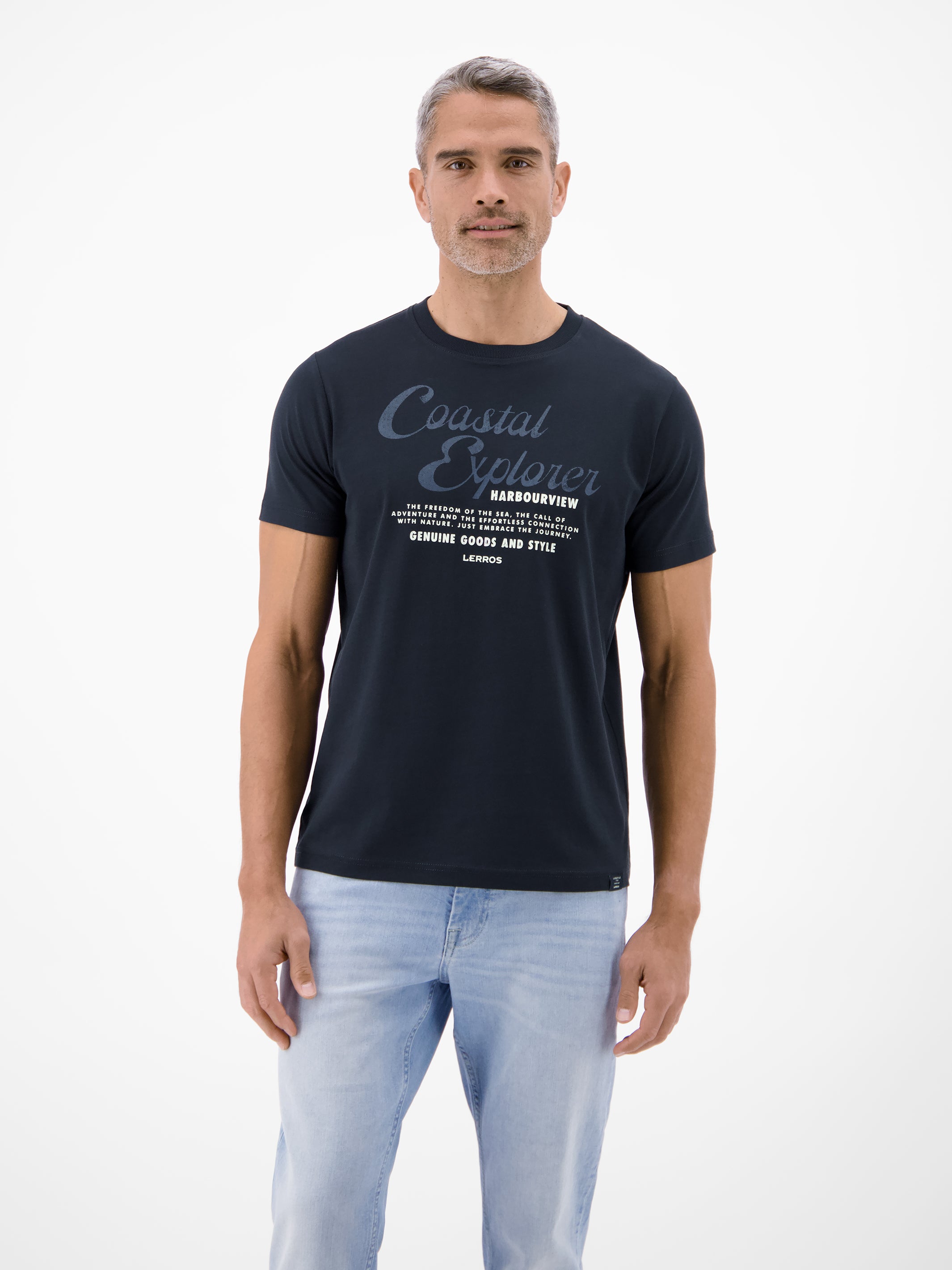 T-Shirt aus 100 % Baumwolle mit Brustprint - T-Shirt Rundhals