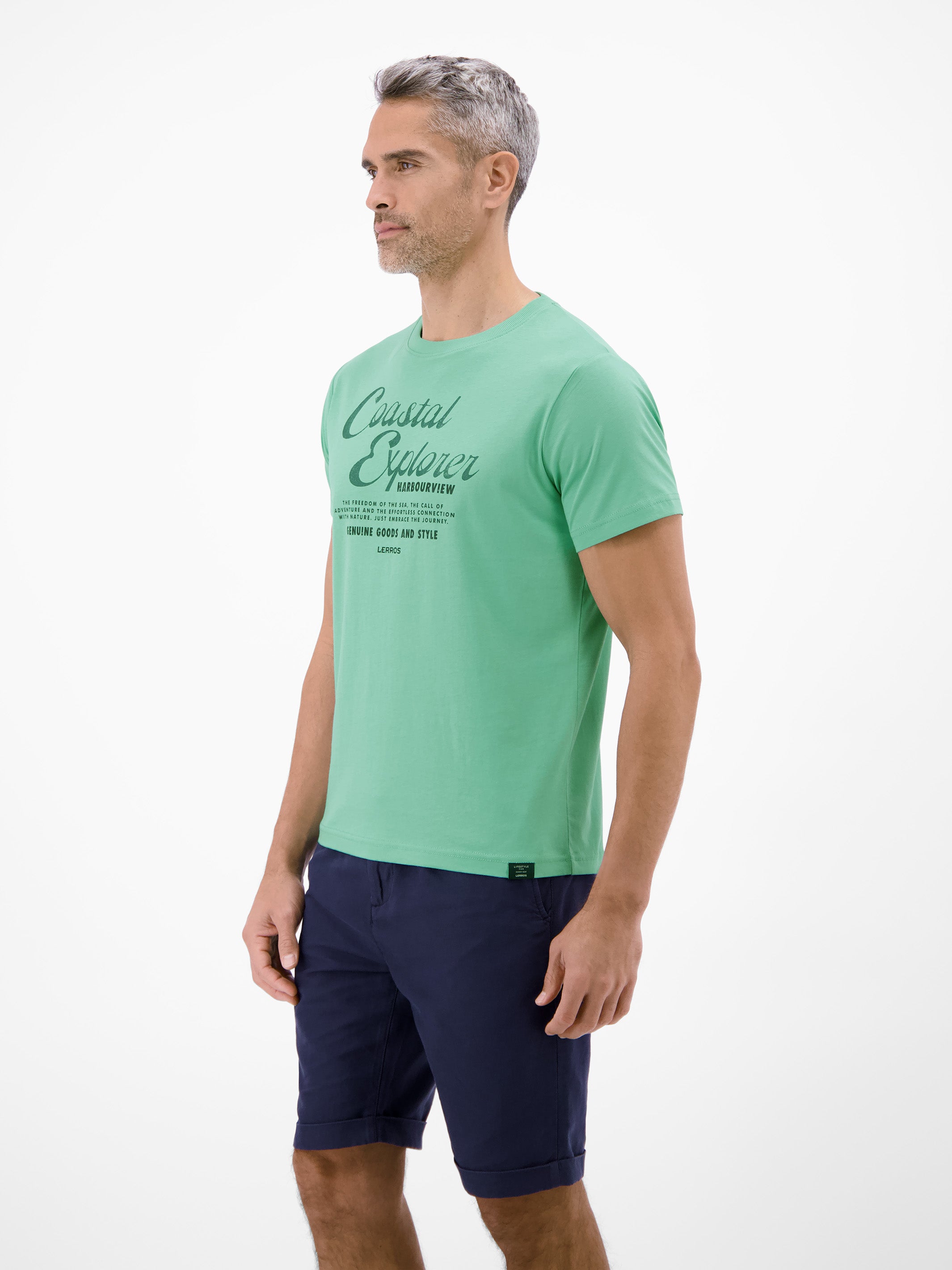 T-Shirt aus 100 % Baumwolle mit Brustprint - T-Shirt Rundhals