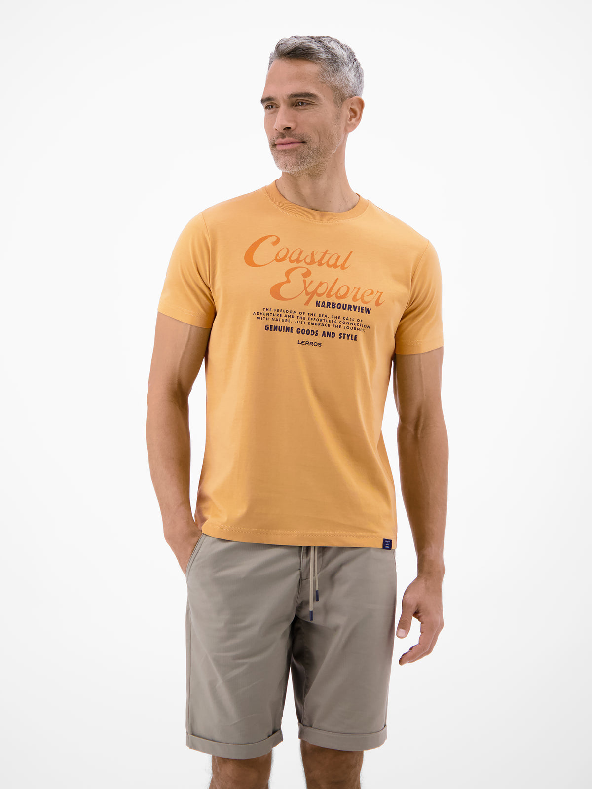 T-Shirt aus 100 % Baumwolle mit Brustprint - T-Shirt Rundhals